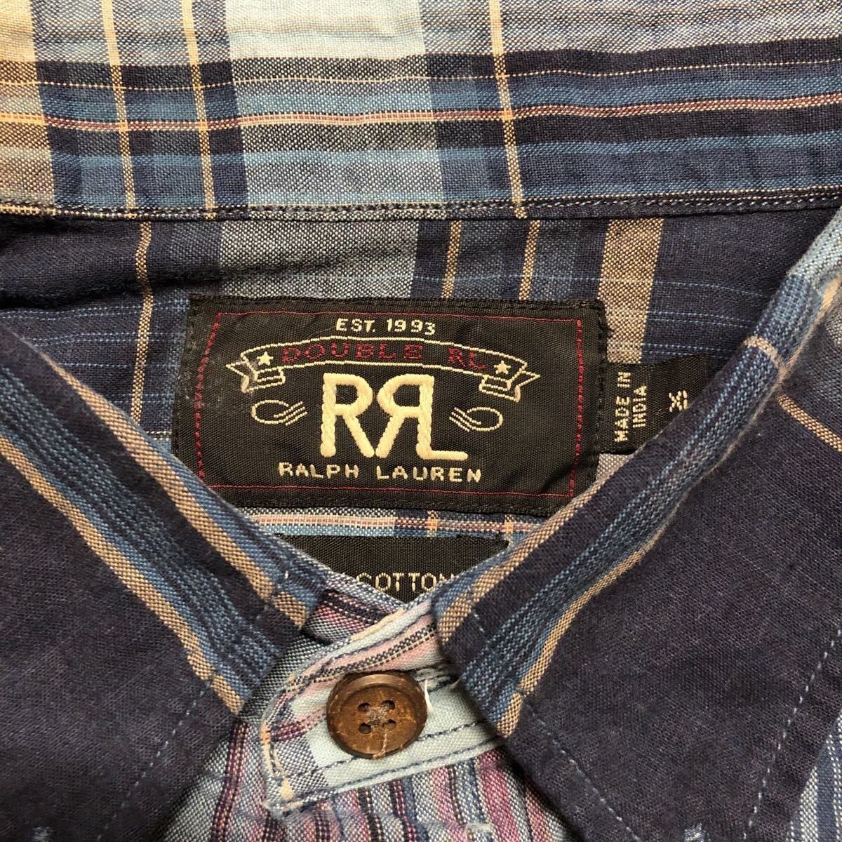RRL Ralph Lauren Double RL Blue Check Short Sleeve Shirt Size US XL / EU 56 / 4 - 3 Thumbnail
