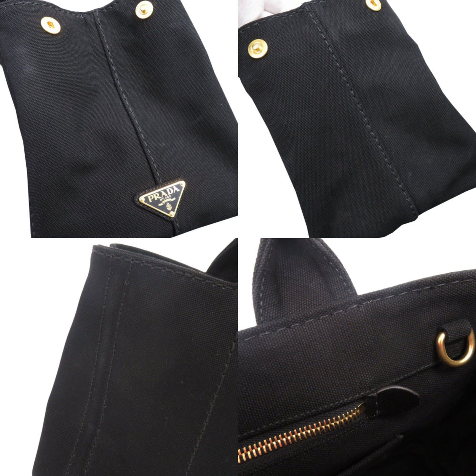 Prada Excellent condition Prada Canapa canvas black 2-way tote bag, shoulder and handbag, 0644 Size ONE SIZE - 10 Thumbnail