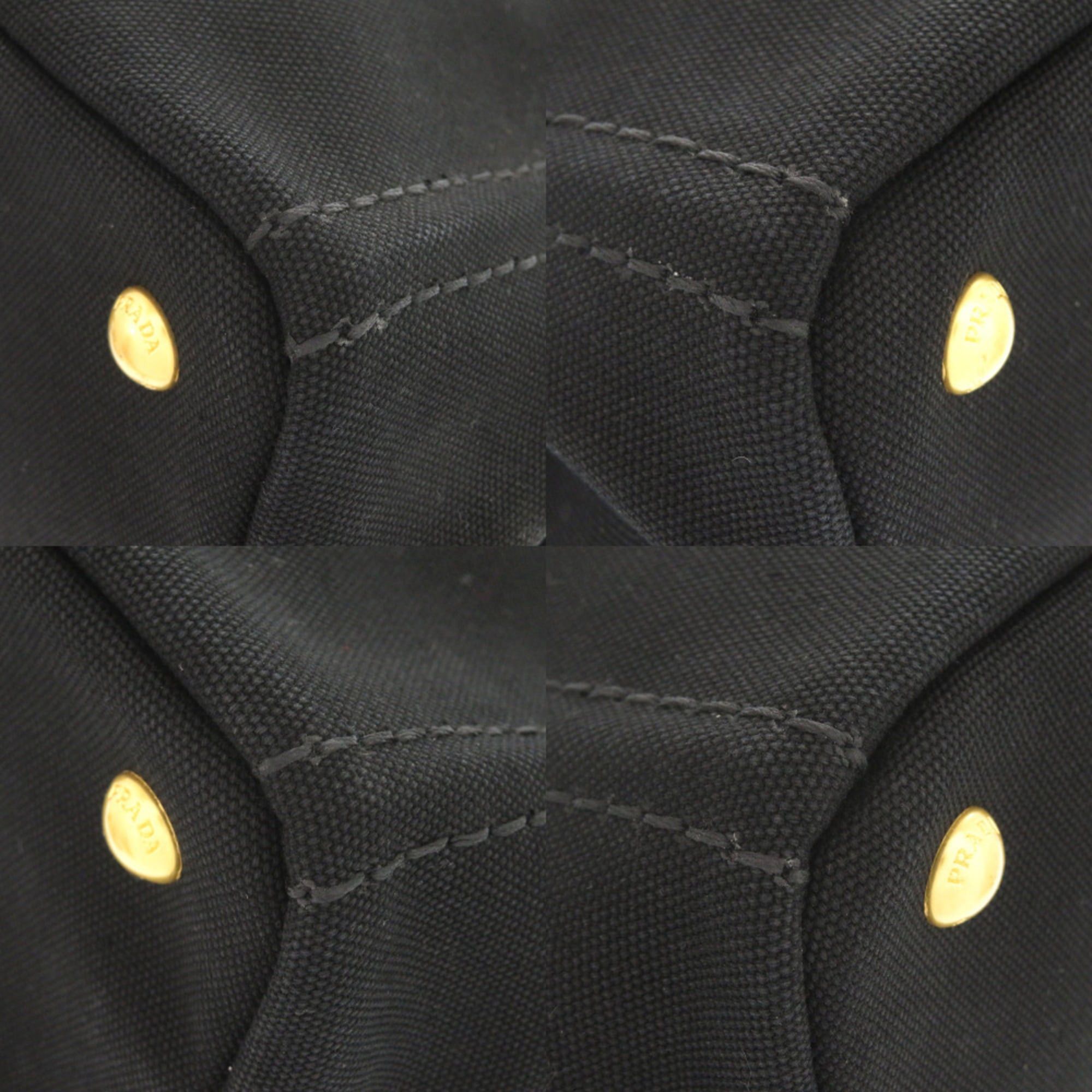 Prada Excellent condition Prada Canapa canvas black 2-way tote bag, shoulder and handbag, 0644 Size ONE SIZE - 4 Thumbnail