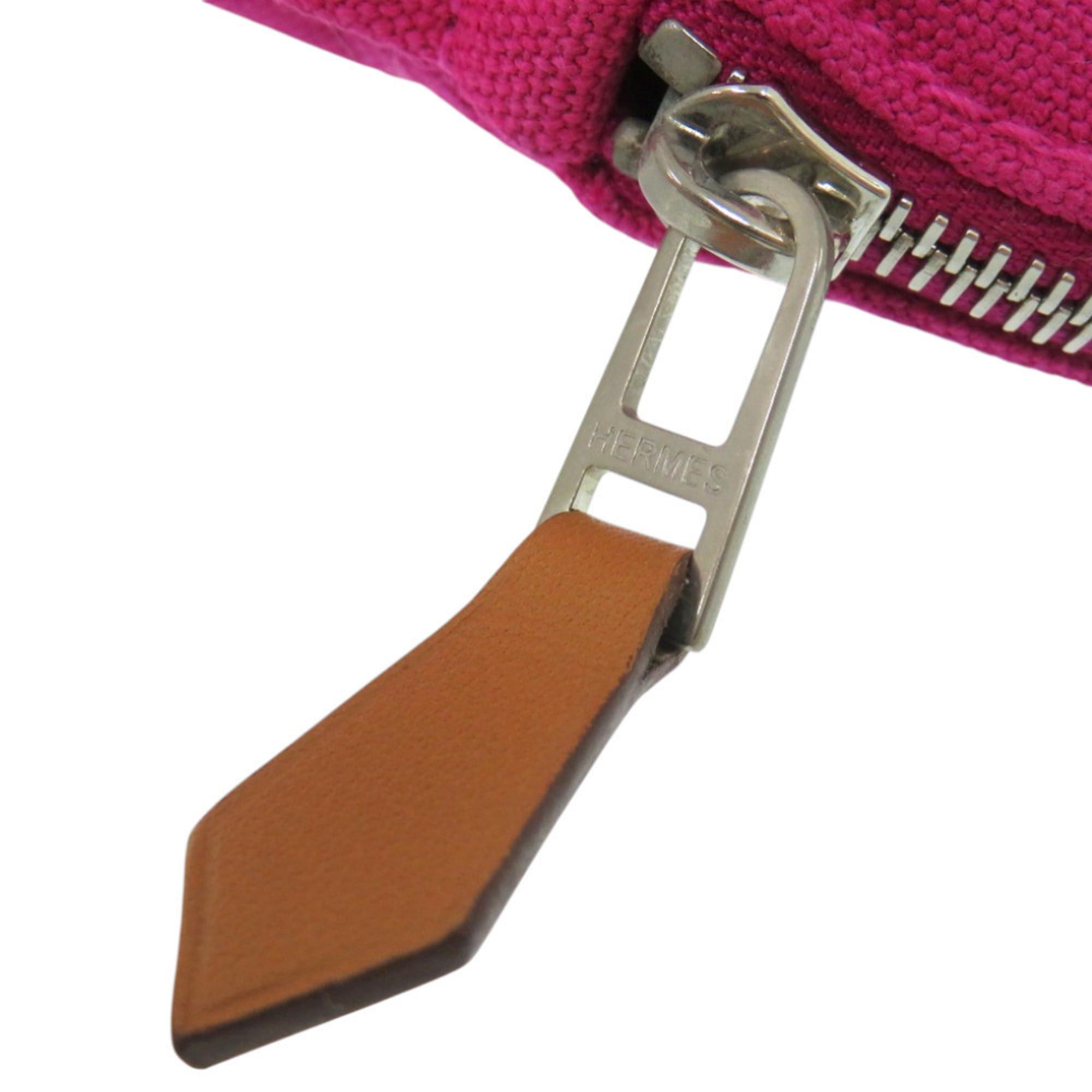 Hermes Like new Hermès Bolide mini pouch, cotton and leather, pink-purple, size 1070