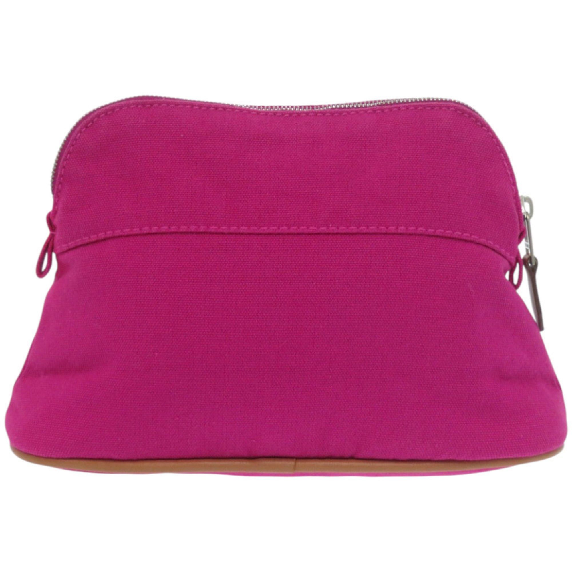 Hermes Like new Hermès Bolide mini pouch, cotton and leather, pink-purple, size 1070