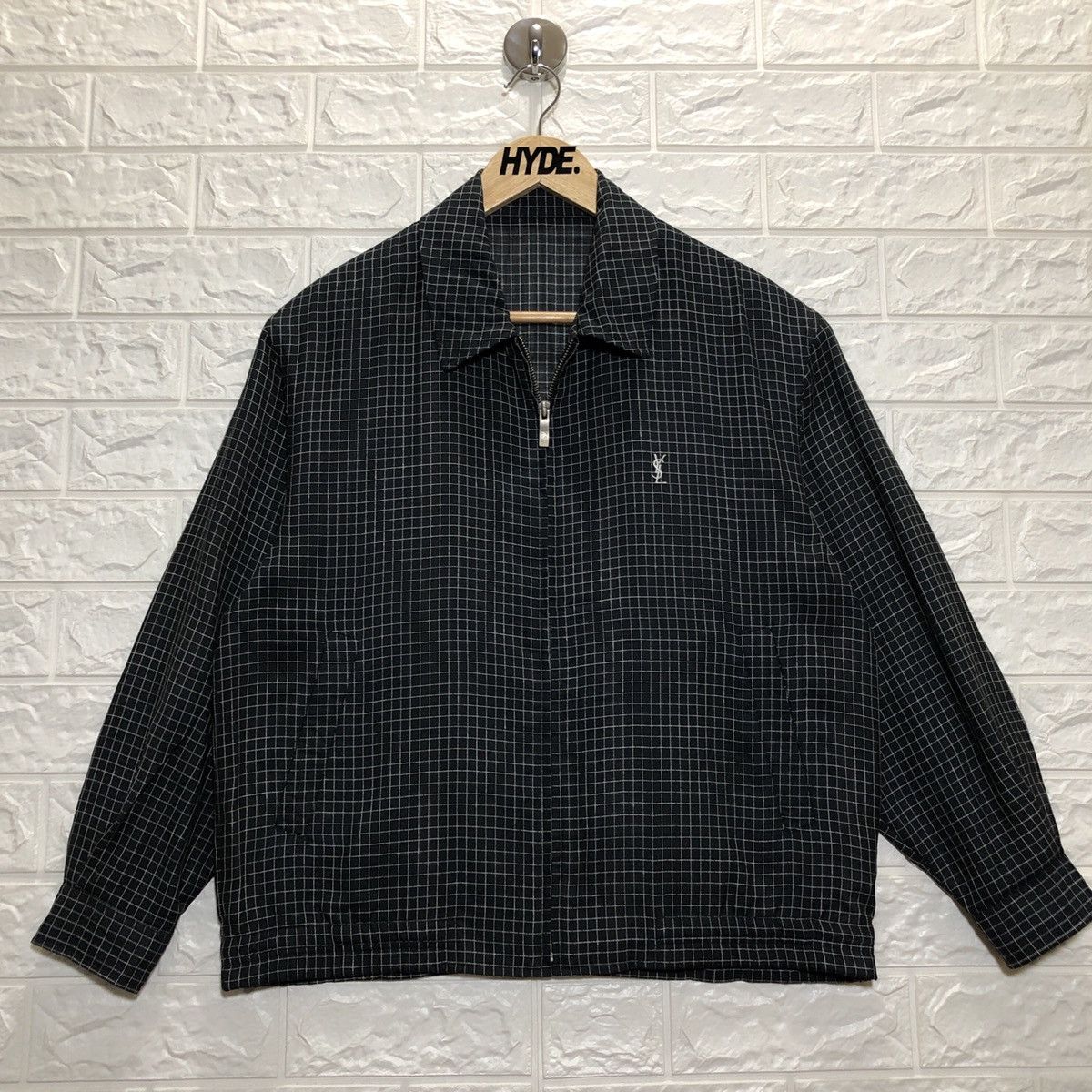 VINTAGE YSL POUR HOMME LIGHT JACKET CHECKED BLACK