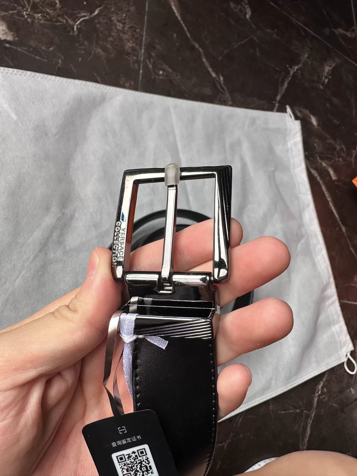 Versace Versace Men's Black Leather Belt Size ONE SIZE - 3 Thumbnail
