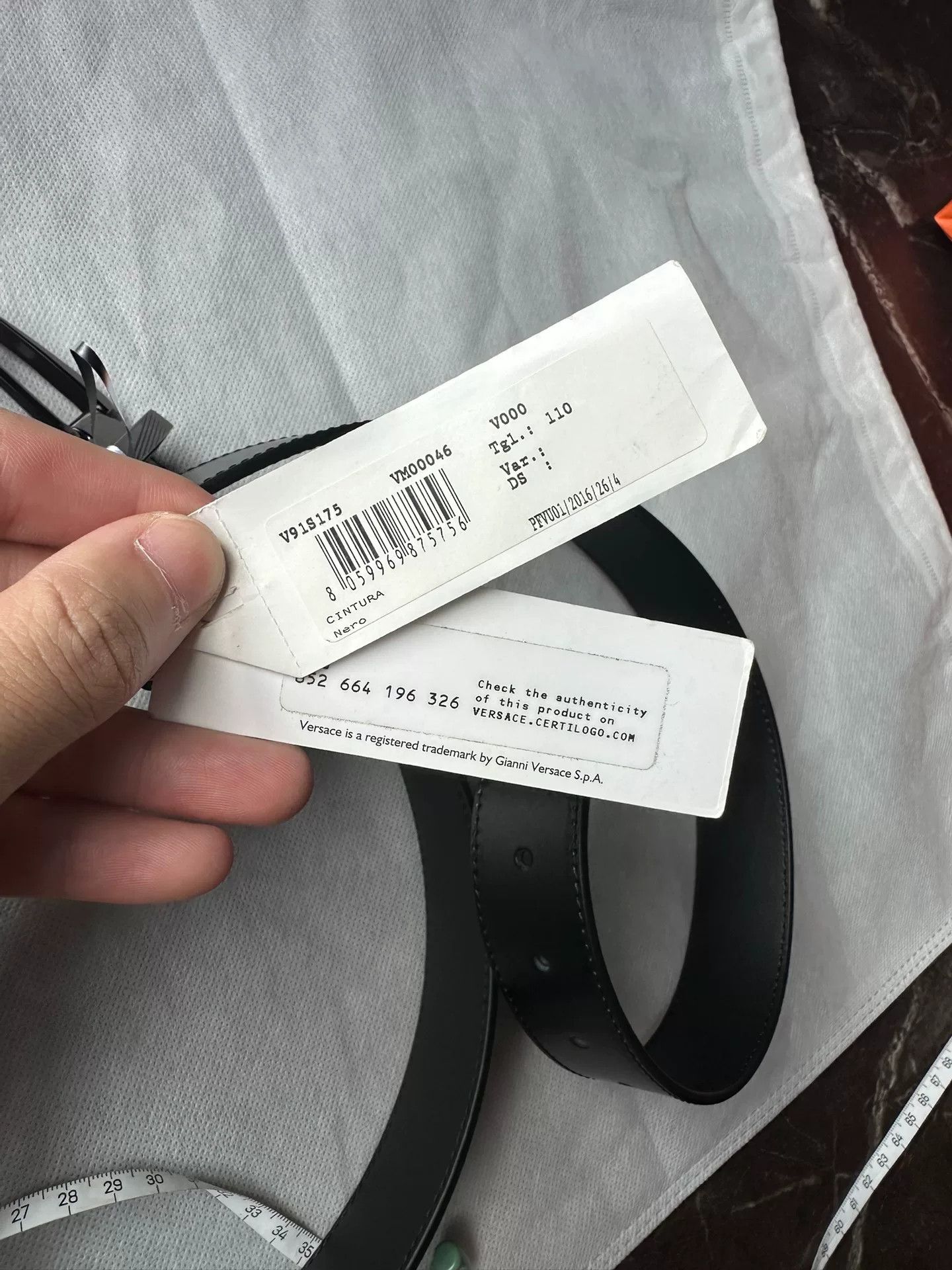 Versace Versace Men's Black Leather Belt Size ONE SIZE - 9 Thumbnail