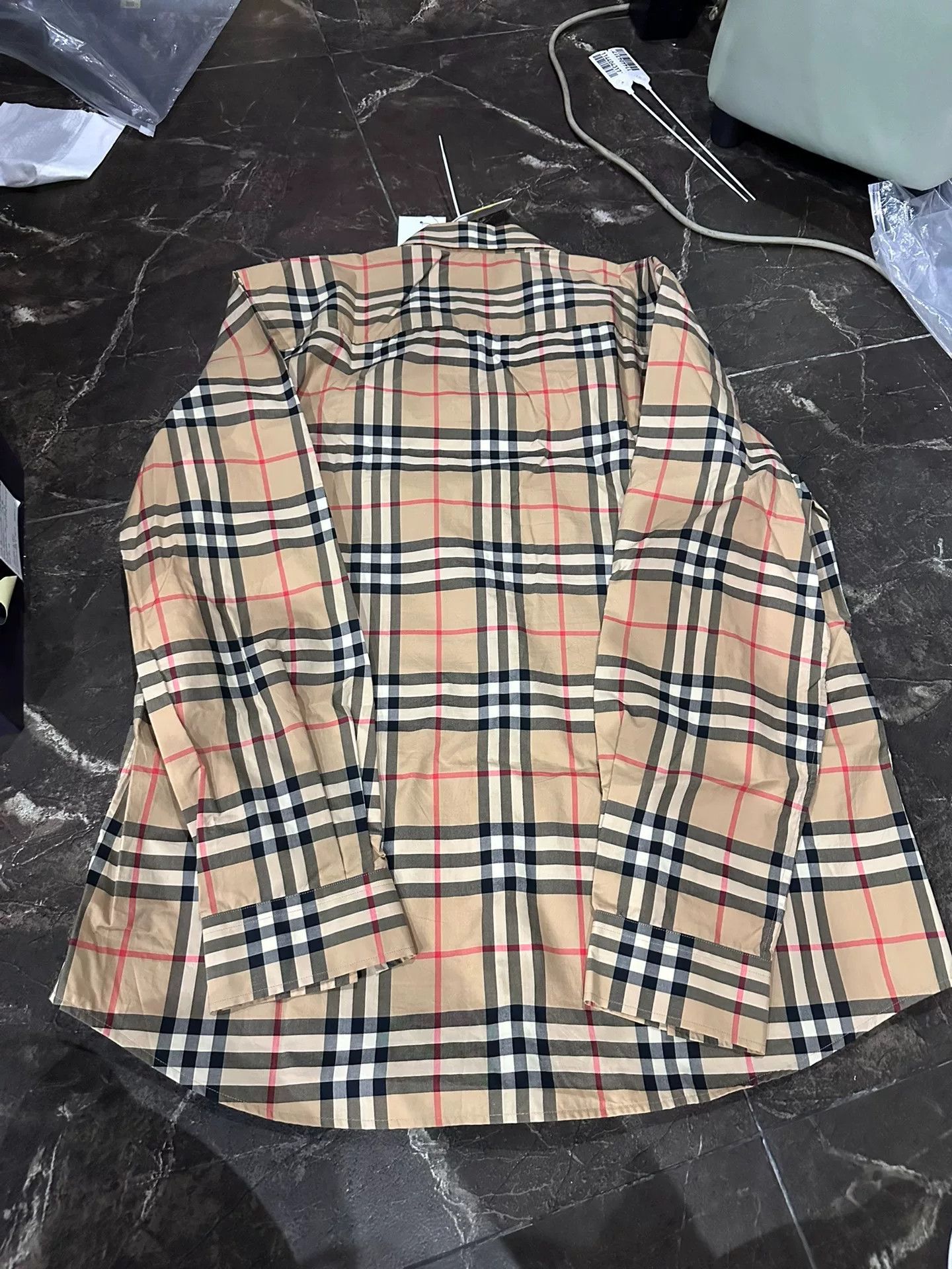 Burberry Burberry Check Stripe Beige Men's Shirt Size US XL / EU 56 / 4 - 6 Thumbnail