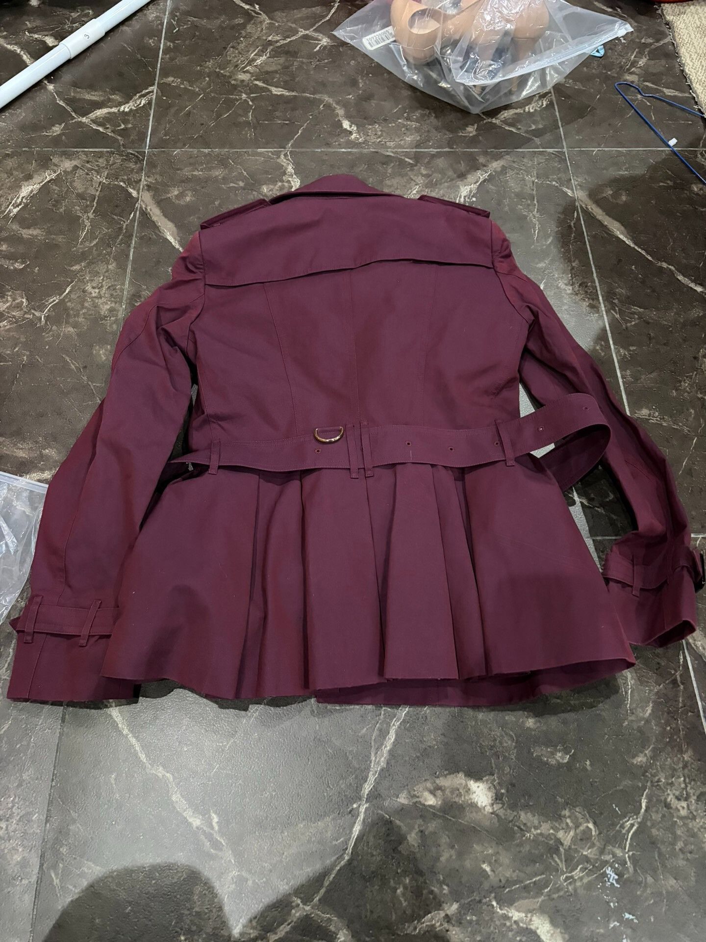 Burberry Burberry Women's Burgundy Trench Coat Size XXS / US 00 / IT 34 - 5 Thumbnail
