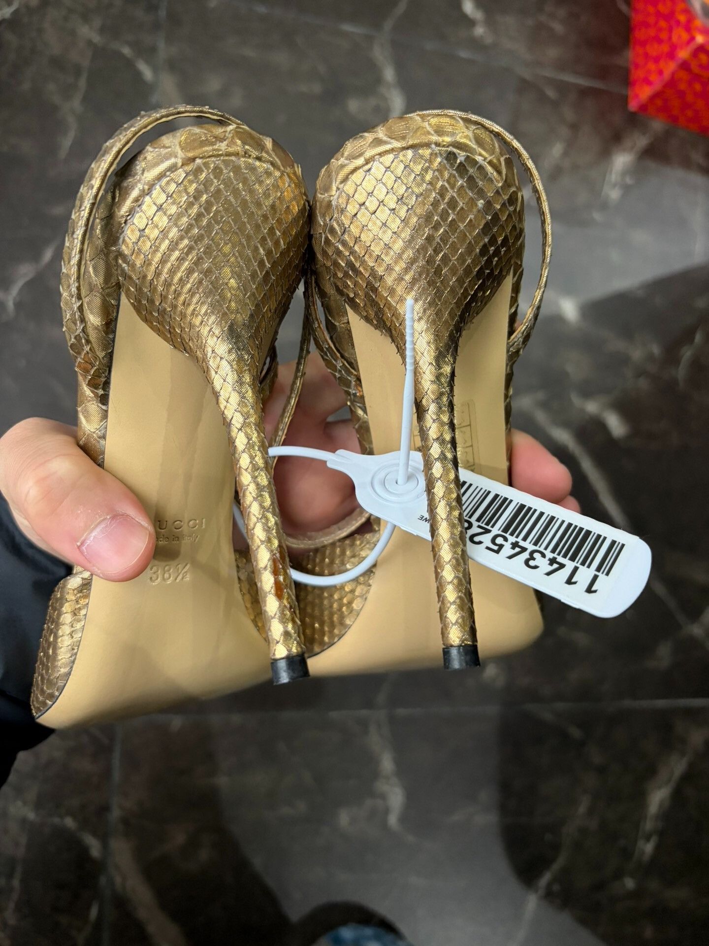 Gucci Gucci Gold Snake Print High Heels 38.5 Size US 7.5 / IT 37.5 - 4 Thumbnail