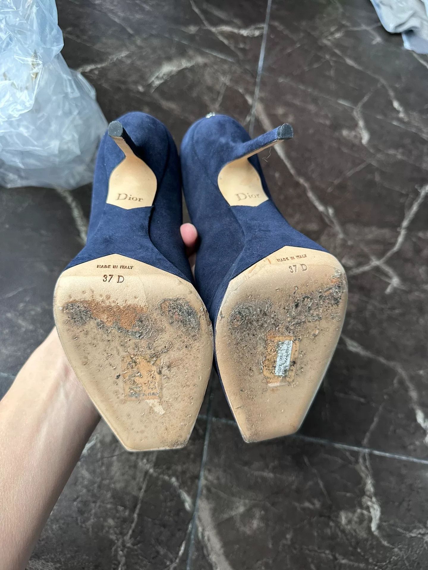 Dior Christian Dior Navy Suede High Heels Size US 6 / IT 36 - 7 Thumbnail