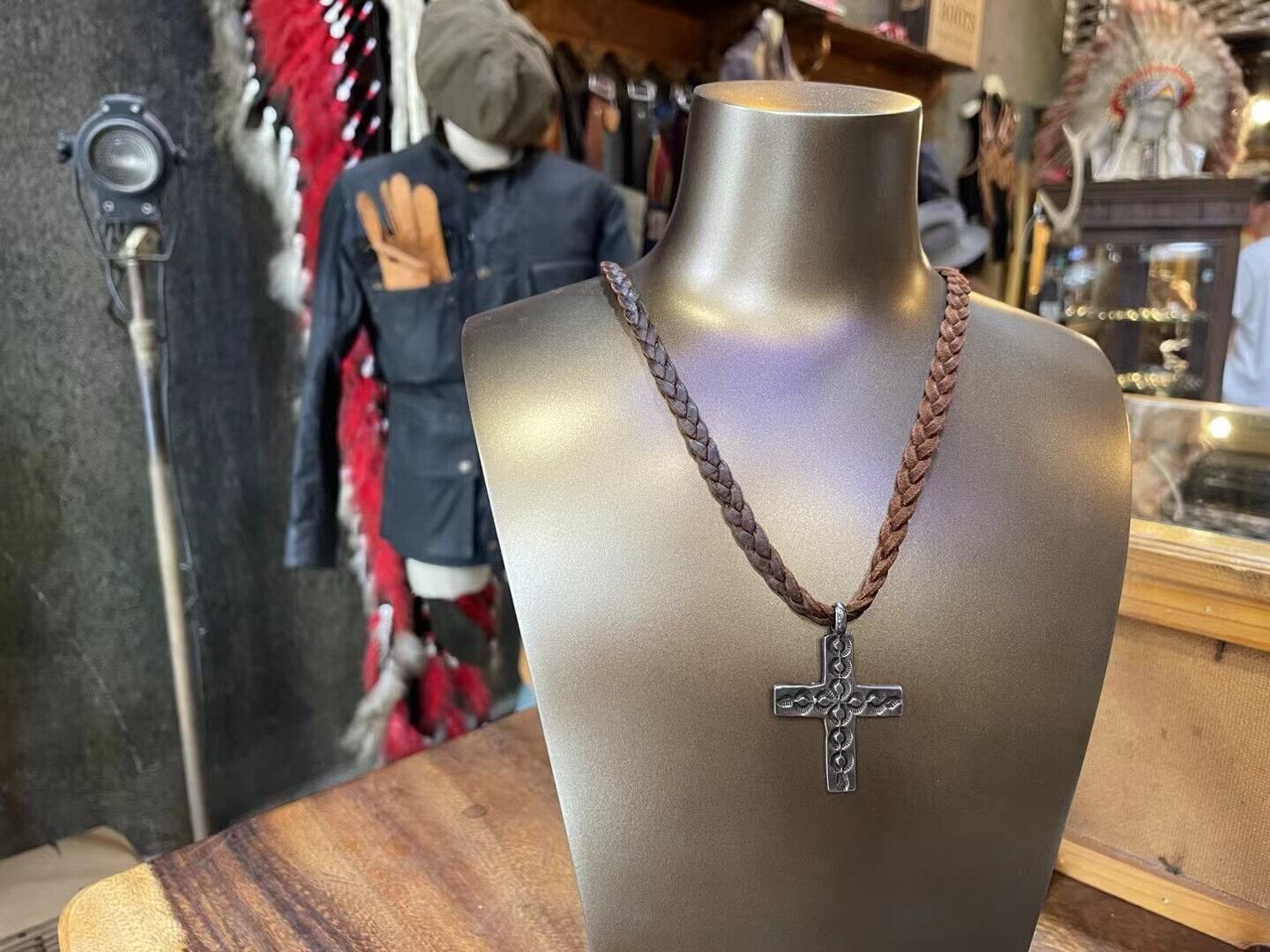 RRL Ralph Lauren Vintage Silver Necklace with Braided Cord Size ONE SIZE - 4 Thumbnail
