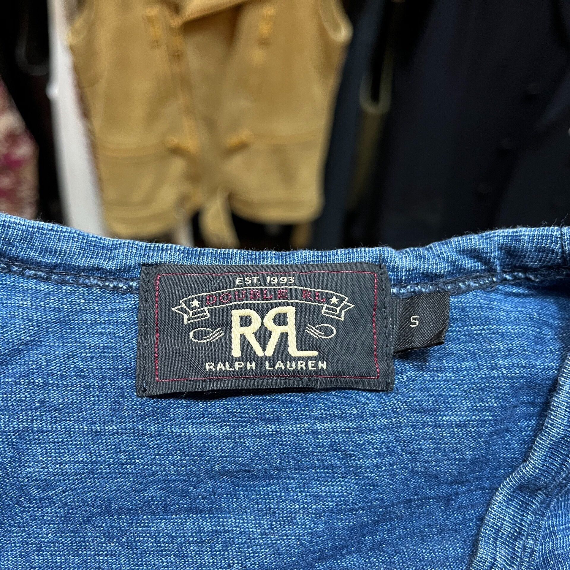 RRL Ralph Lauren Vintage Blue Dye Base Layer Shirt Size US S / EU 44-46 / 1 - 3 Thumbnail