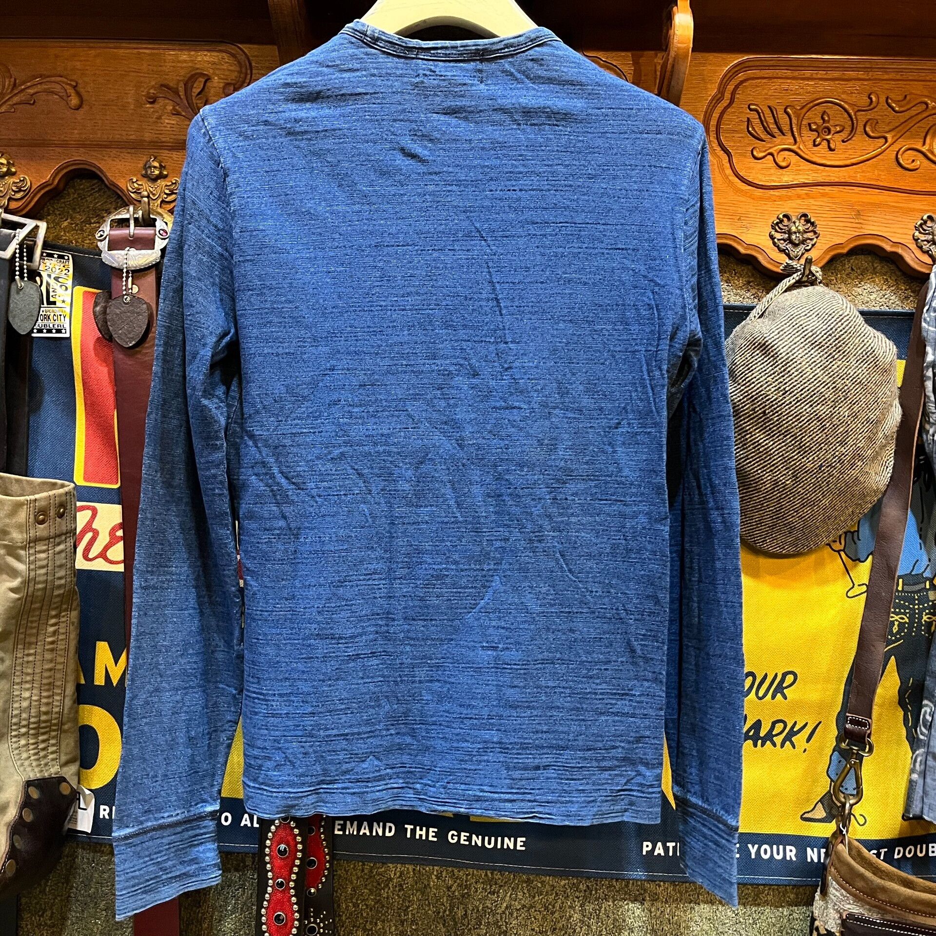 RRL Ralph Lauren Vintage Blue Dye Base Layer Shirt Size US S / EU 44-46 / 1 - 2 Thumbnail