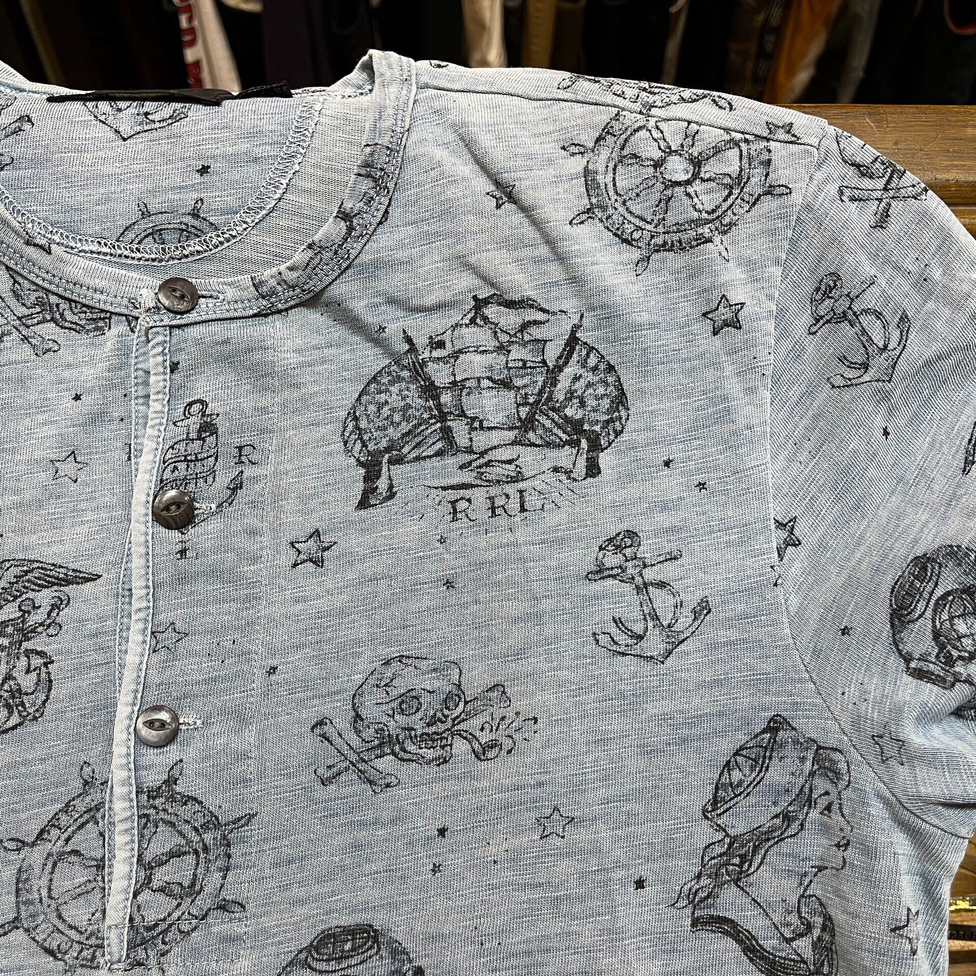 RRL Ralph Lauren RRL Henley Print T-shirt by Ralph Lauren Size US M / EU 48-50 / 2 - 4 Thumbnail