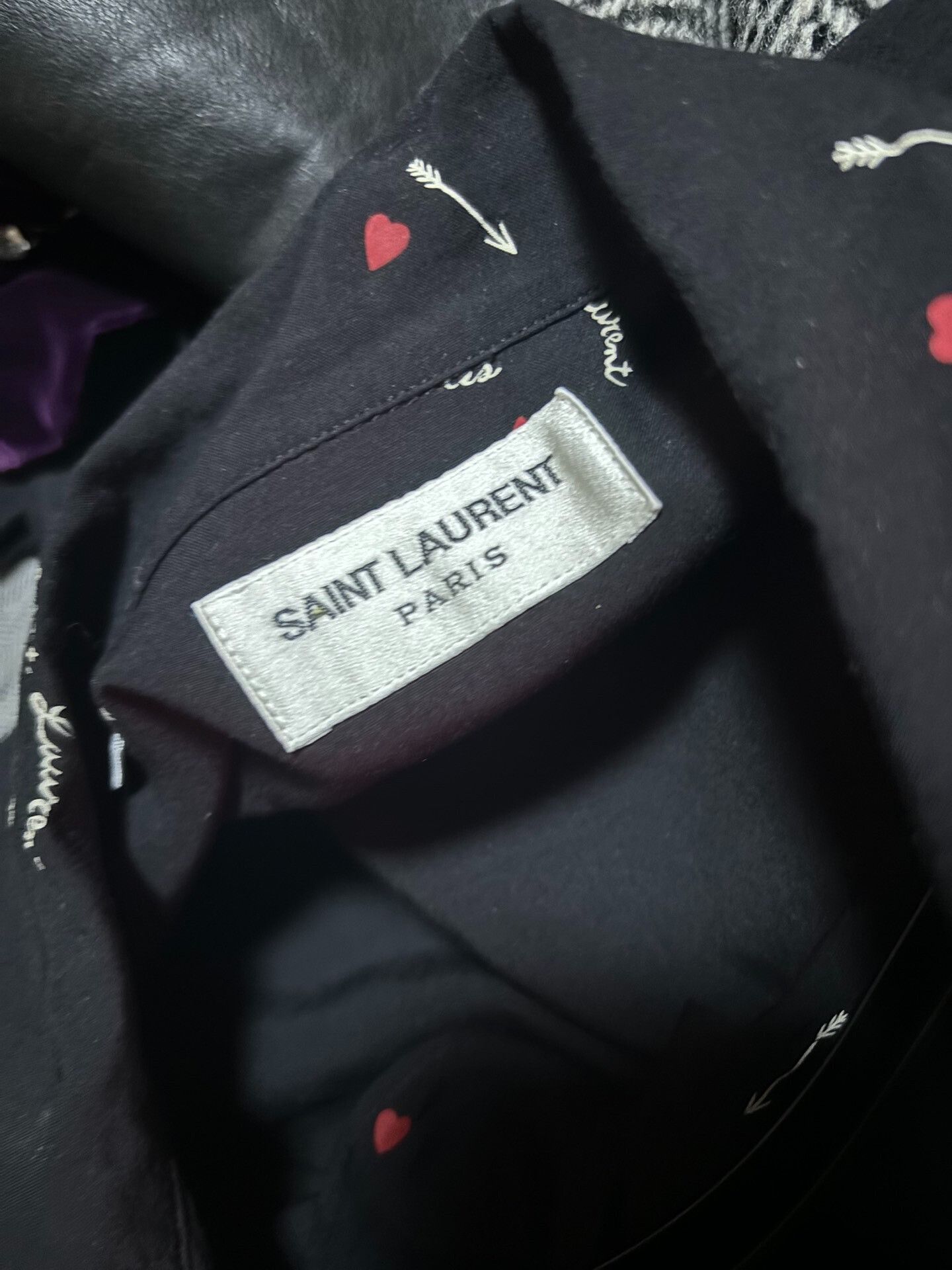 Saint Laurent Paris Saint Laurent Black Heart Print Shirt Size US S / EU 44-46 / 1 - 5 Thumbnail