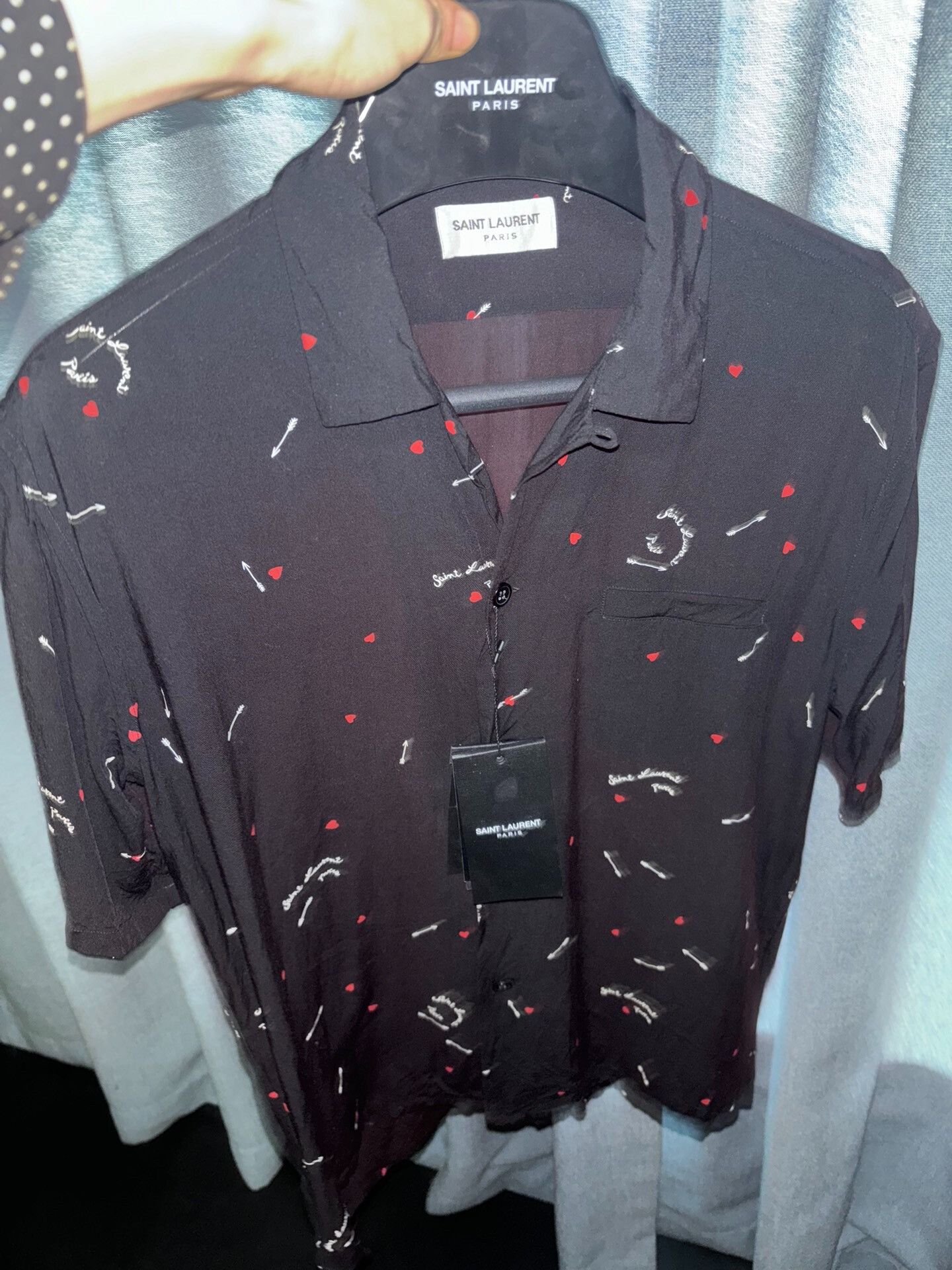 Saint Laurent Paris Saint Laurent Black Heart Print Shirt Size US S / EU 44-46 / 1 - 4 Thumbnail