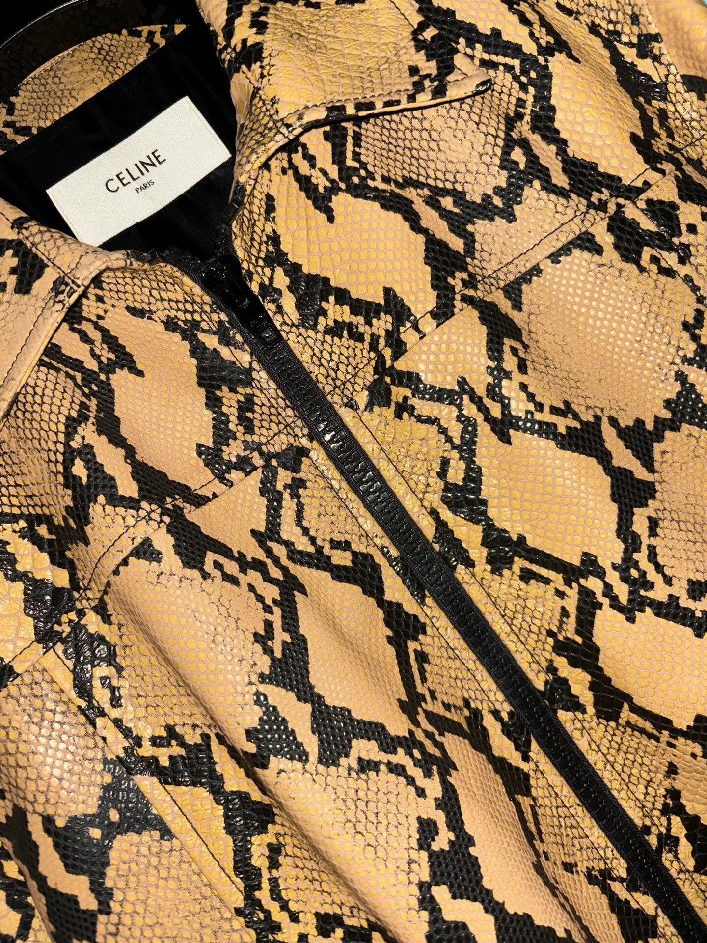 Celine Celine Snakeskin Waist-Cinching Leather Jacket Size XXL / US 16-18 / IT 52-54 - 3 Thumbnail