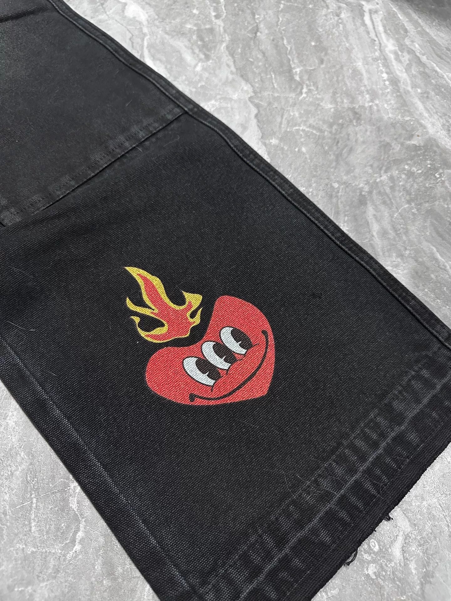 Carhartt Wip Black Flared Denim Pants with Heart Design Size US 36 / EU 52 - 4 Thumbnail