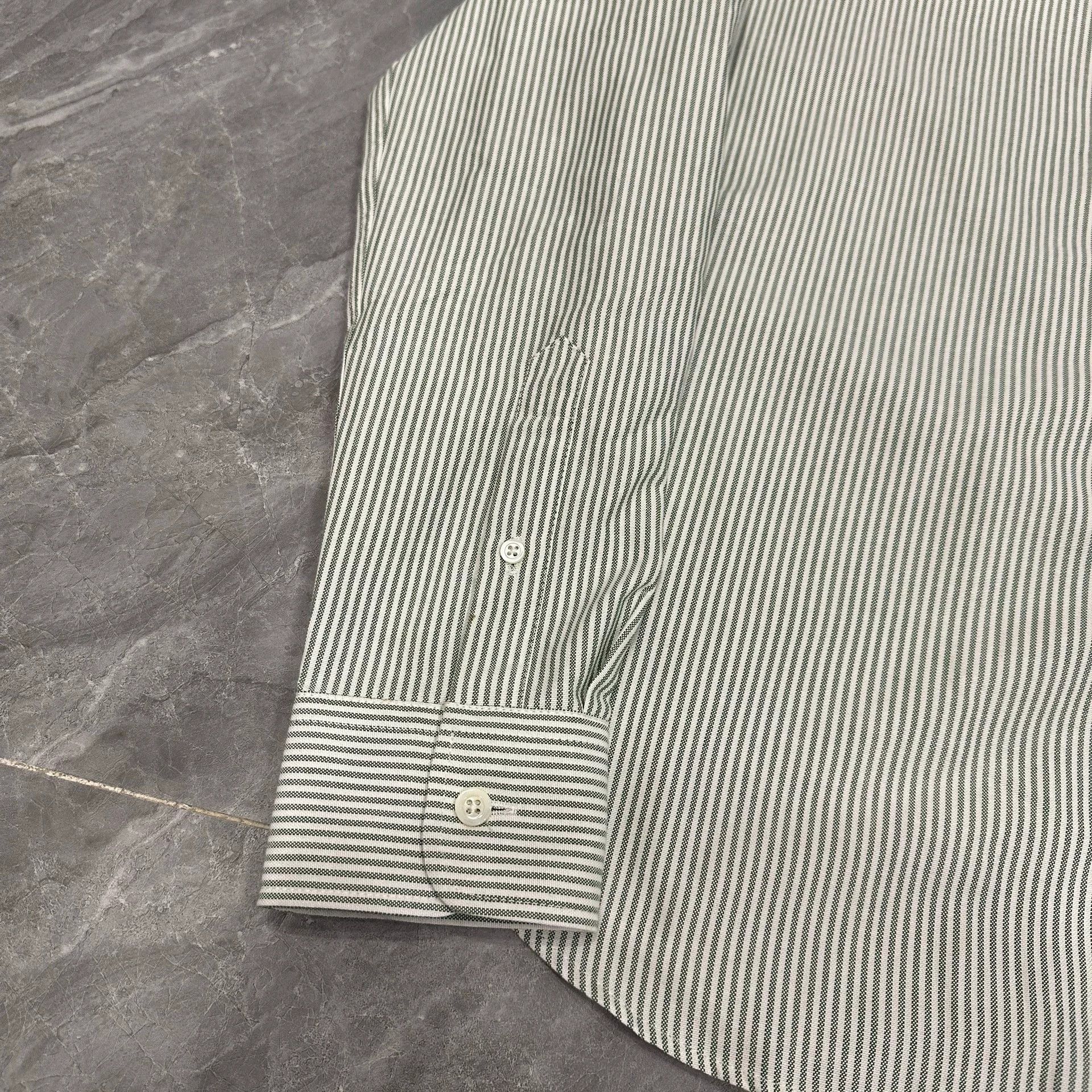 AMI Green Striped Long Sleeve Shirt Size US XL / EU 56 / 4 - 4 Thumbnail
