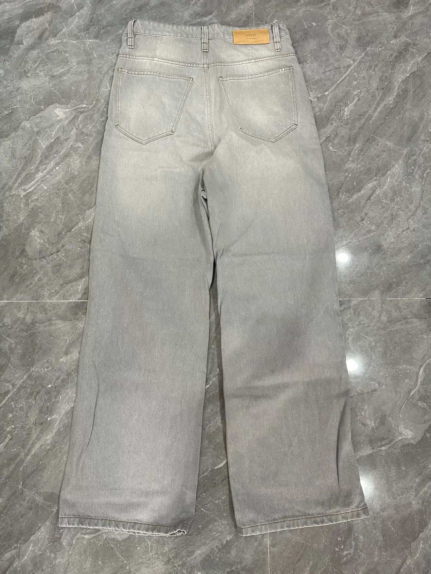 AMI AMI Gray Wide-Leg Flared Jeans Size US 31 - 2 Thumbnail