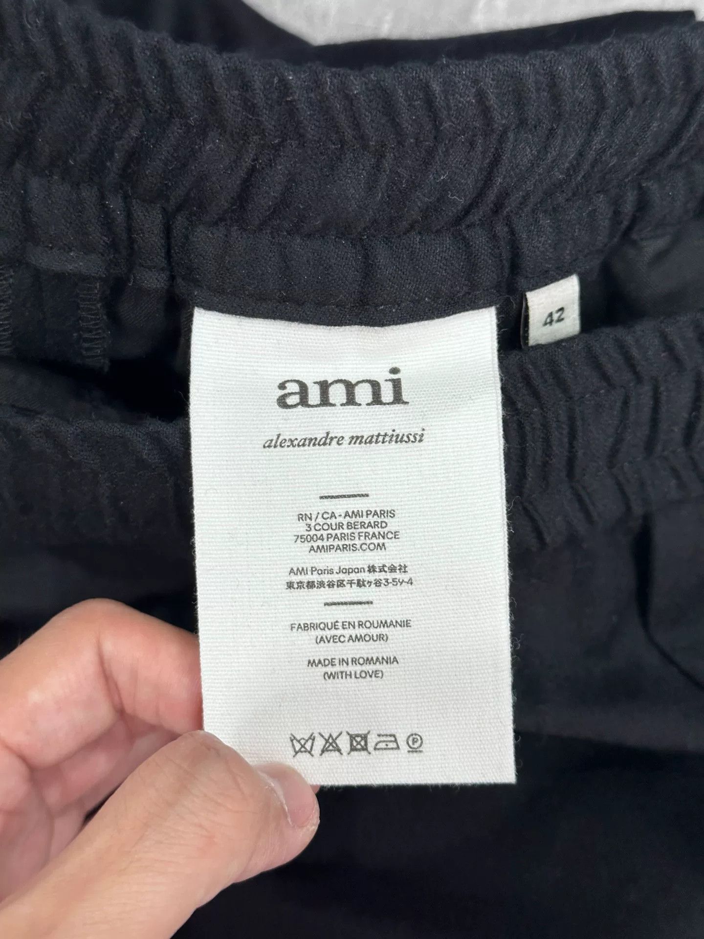 Black Wool Slim Fit Trousers