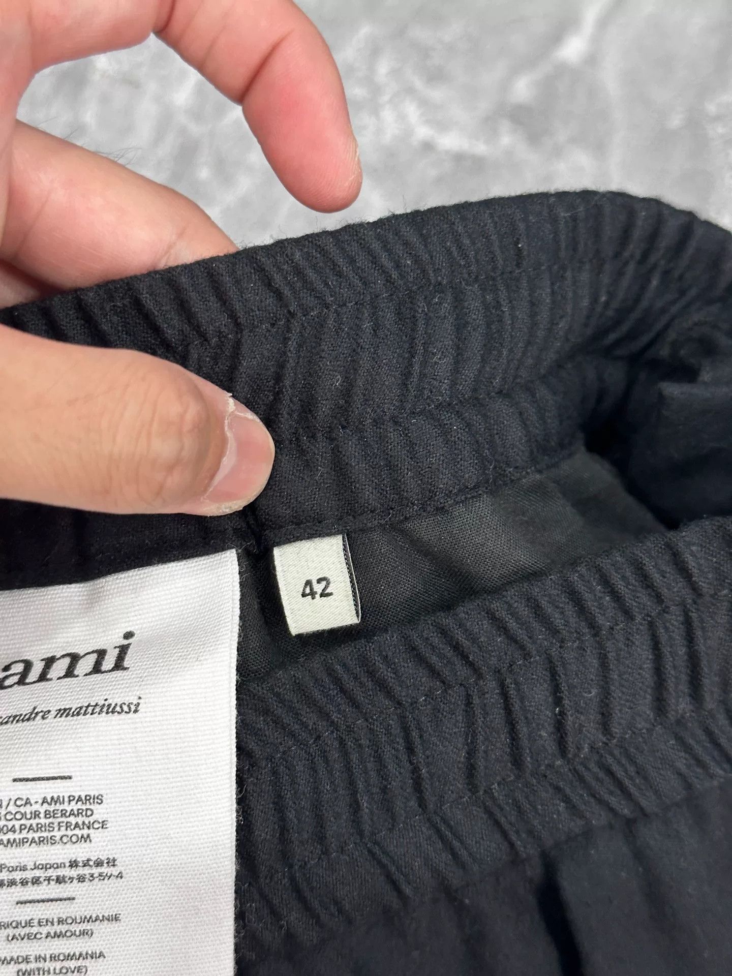 Black Wool Slim Fit Trousers