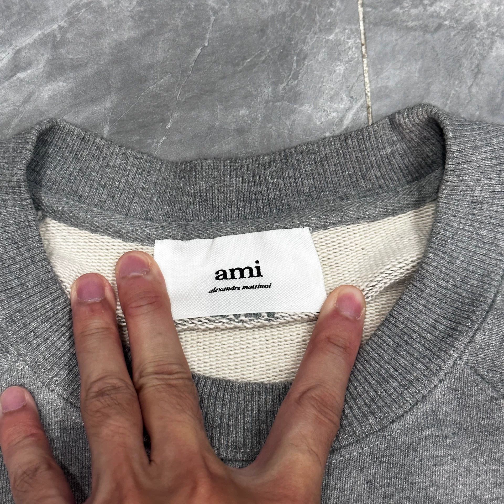 AMI Gray Sweatshirt with Red Heart Embroidery Size US XL / EU 56 / 4 - 3 Thumbnail
