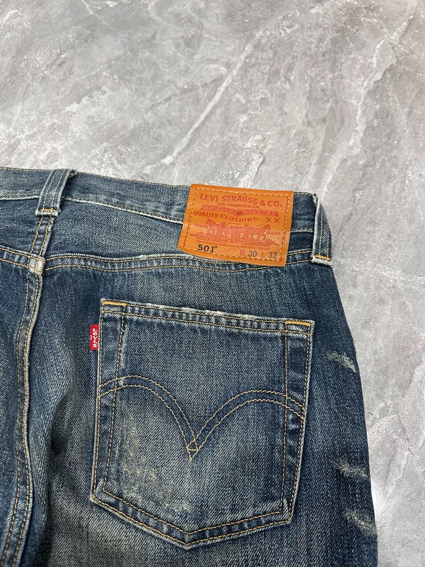 Levi's Levi's 501 Dark Blue Distressed Jeans Size US 30 / EU 46 - 6 Thumbnail