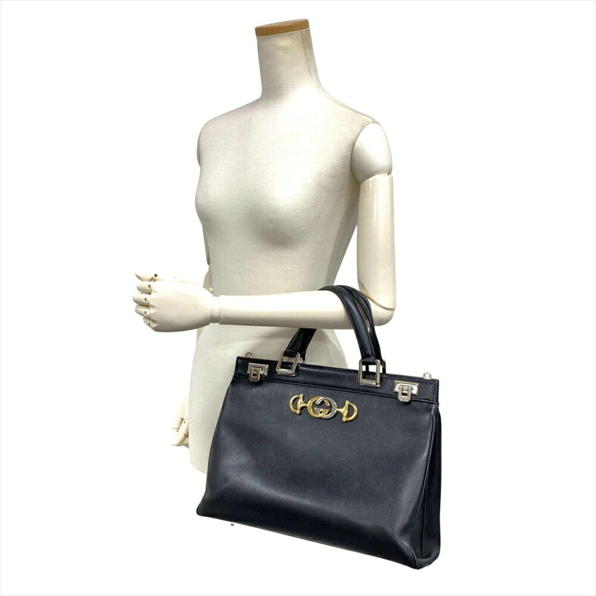 Gucci Gucci Zumi Medium Handbag Leather 564714 Black with Silver and Horsebit Pattern for Women Size ONE SIZE - 3 Thumbnail