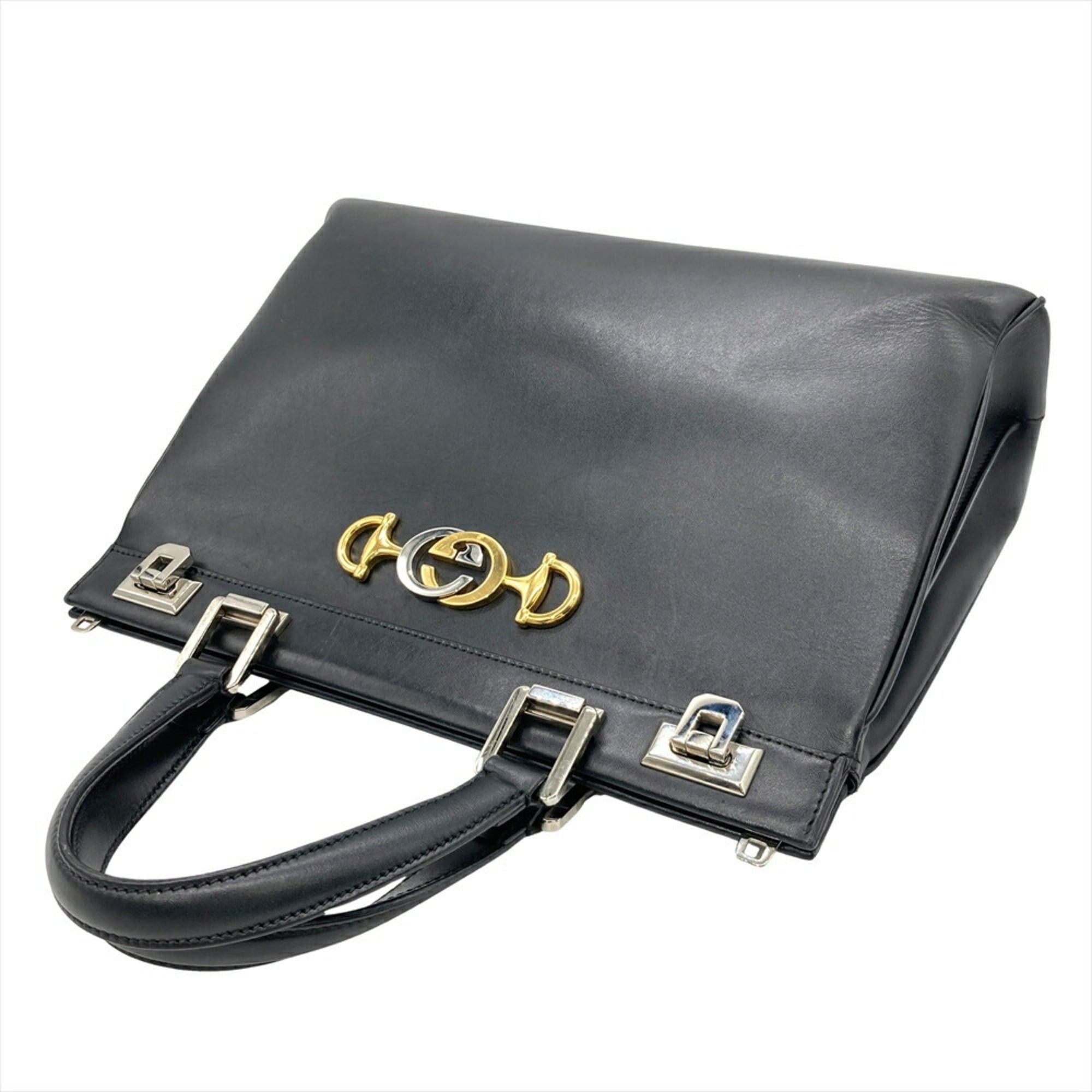 Gucci Gucci Zumi Medium Handbag Leather 564714 Black with Silver and Horsebit Pattern for Women Size ONE SIZE - 5 Thumbnail