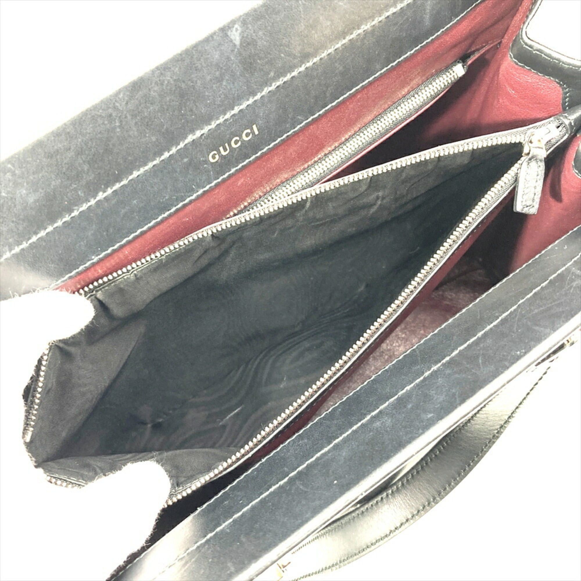 Gucci Gucci Zumi Medium Handbag Leather 564714 Black with Silver and Horsebit Pattern for Women Size ONE SIZE - 8 Thumbnail