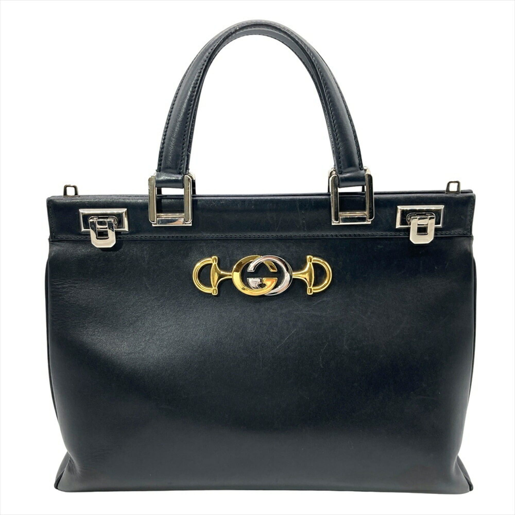 Gucci Gucci Zumi Medium Handbag Leather 564714 Black with Silver and Horsebit Pattern for Women Size ONE SIZE - 2 Thumbnail