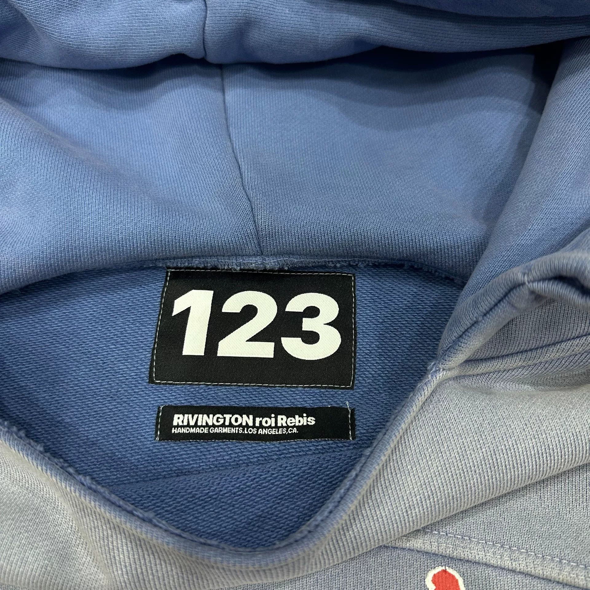 RRR-123 Union Blue Distressed Hoodie Sweatshirt Size US L / EU 52-54 / 3 - 5 Thumbnail
