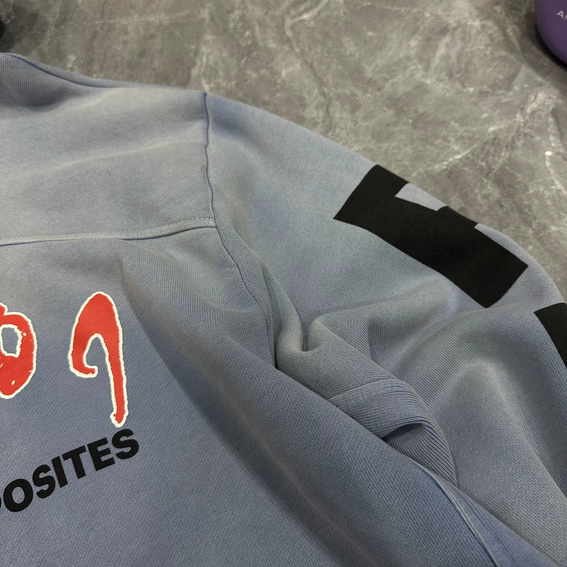 RRR-123 Union Blue Distressed Hoodie Sweatshirt Size US L / EU 52-54 / 3 - 3 Thumbnail