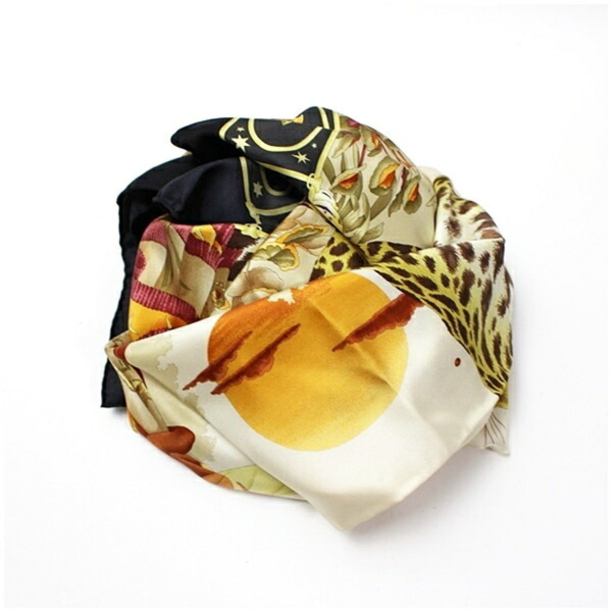 Salvatore Ferragamo Salvatore Ferragamo Silk Scarf/Muffler in Black and Beige, Leopard Print - Women's Size ONE SIZE - 7 Thumbnail