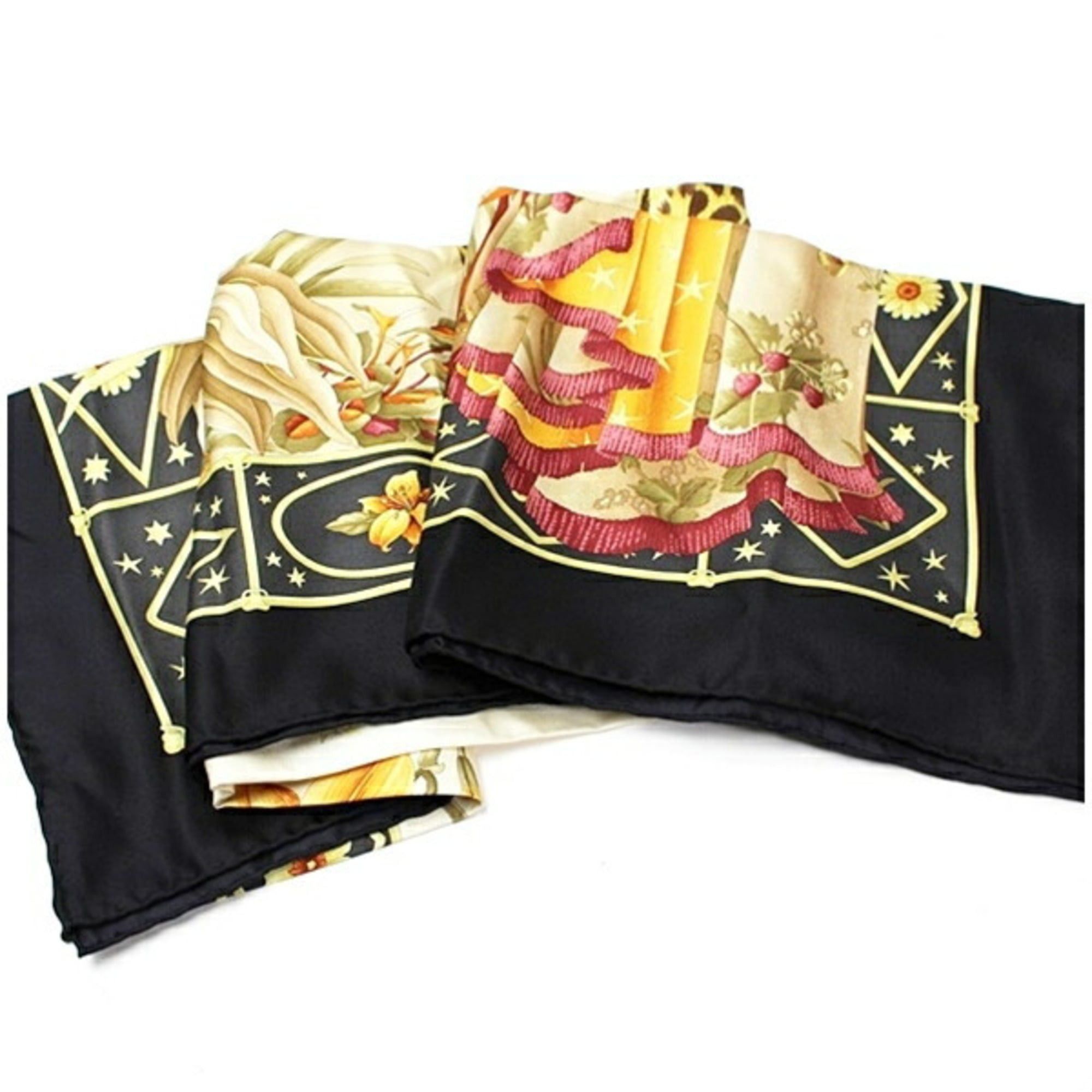 Salvatore Ferragamo Salvatore Ferragamo Silk Scarf/Muffler in Black and Beige, Leopard Print - Women's Size ONE SIZE - 8 Thumbnail