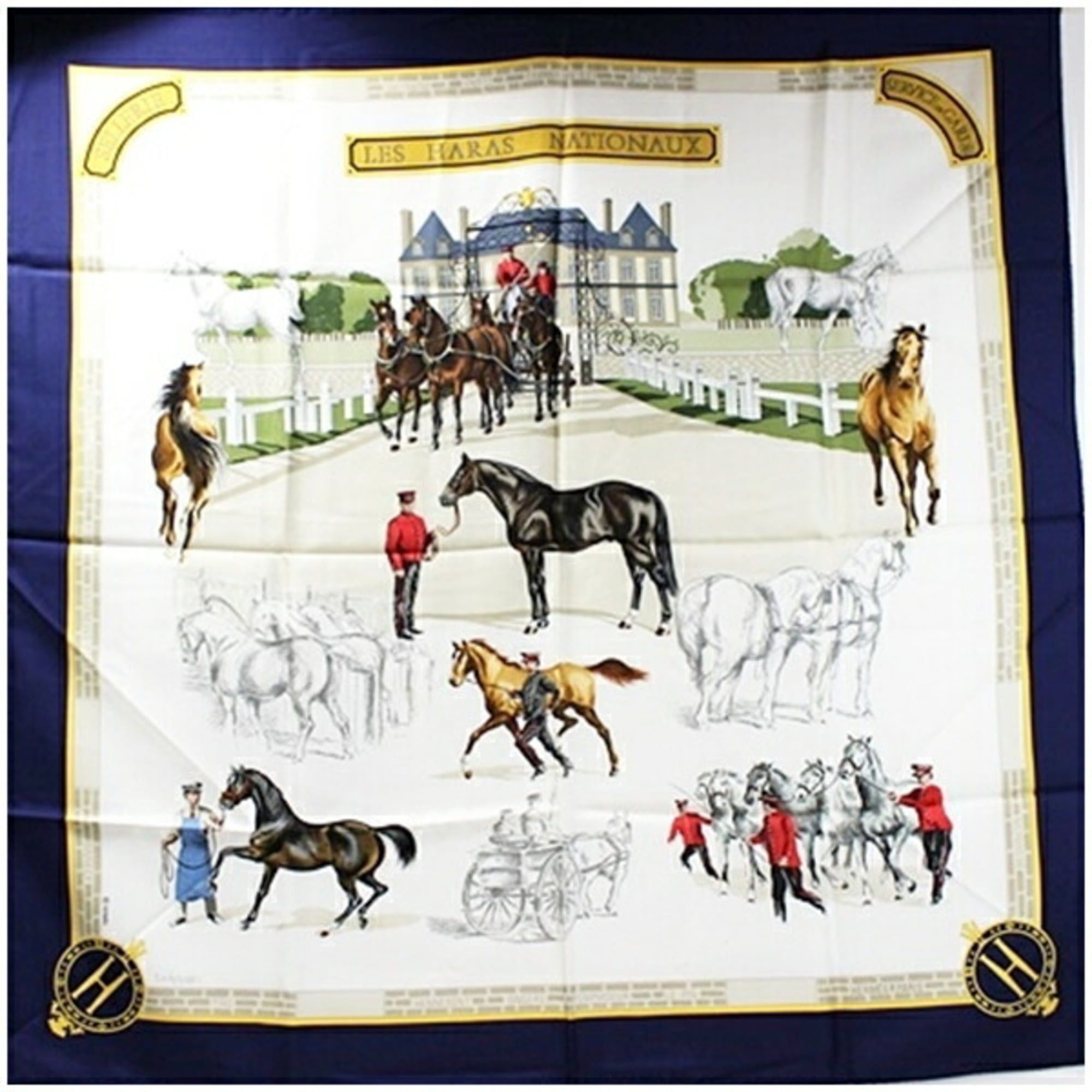 Hermes Hermes scarf/muffler Carré 90 LES HARAS NATIONAUX National Stud Farm HERMES women's Size ONE SIZE - 2 Thumbnail
