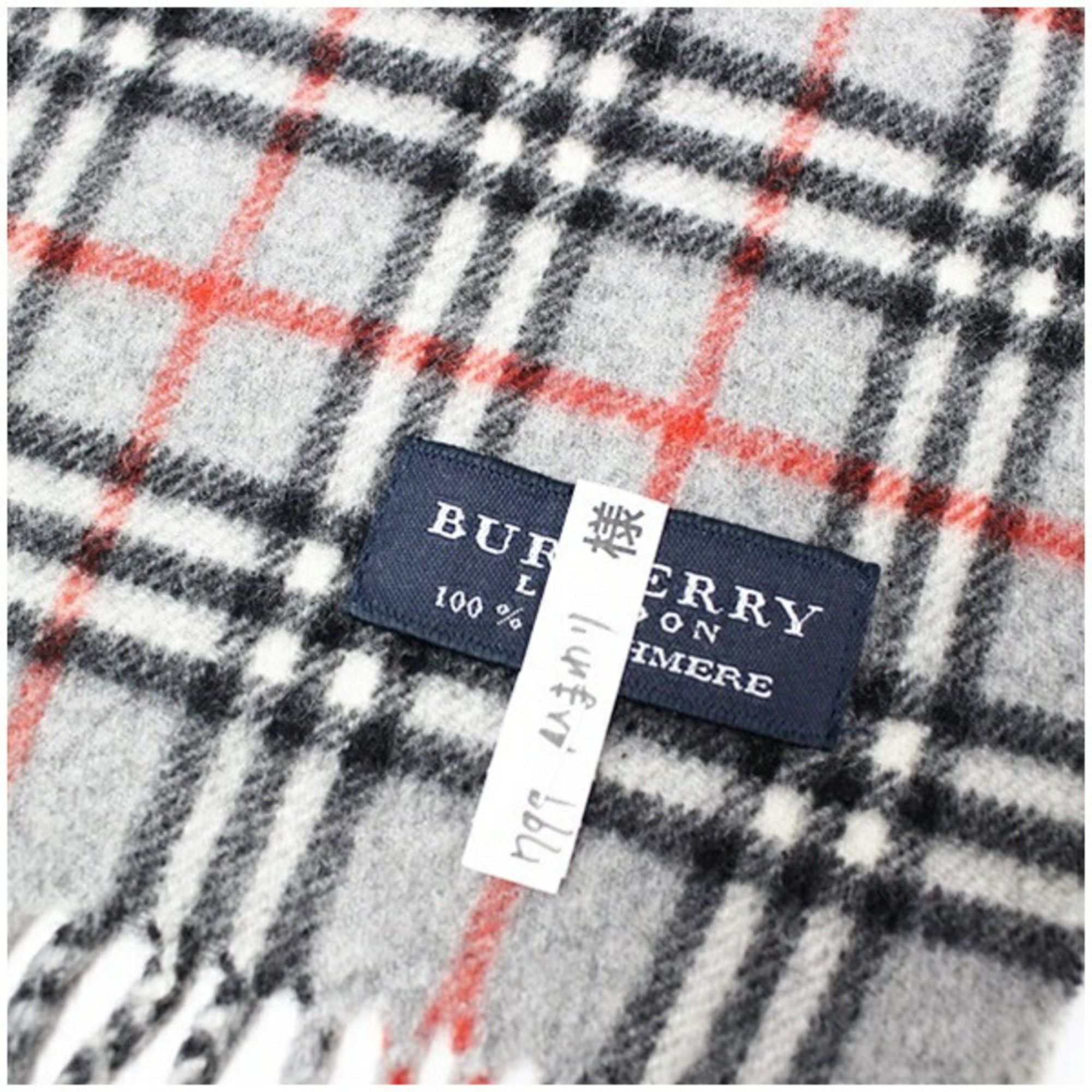 Burberry Burberry cashmere scarf, gray and check, 114 x 22 cm, for children Size ONE SIZE - 4 Thumbnail