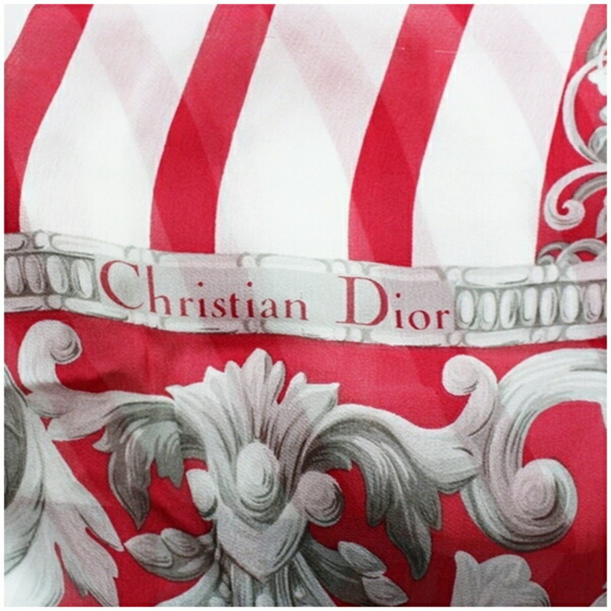 Dior Christian Dior Silk Rectangular Stole in Red and White Stripes for Women Size ONE SIZE - 5 Thumbnail