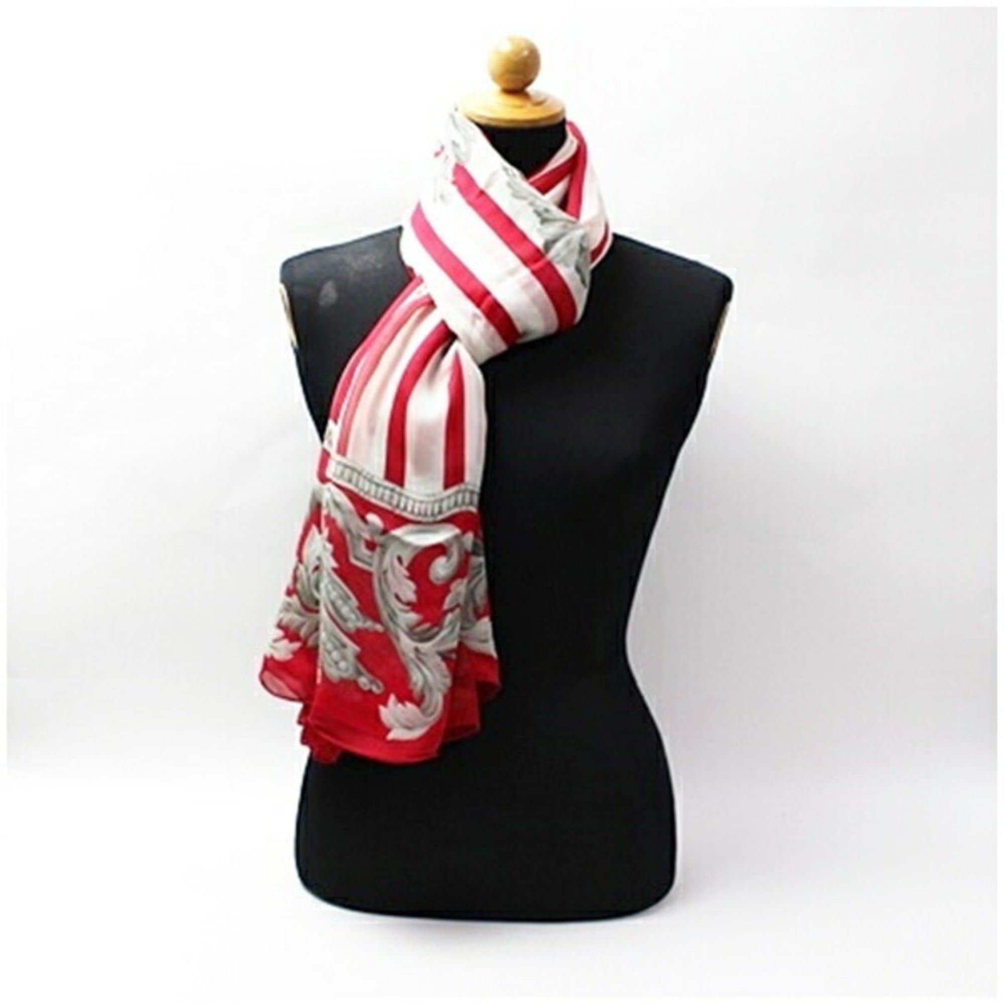 Dior Christian Dior Silk Rectangular Stole in Red and White Stripes for Women Size ONE SIZE - 3 Thumbnail