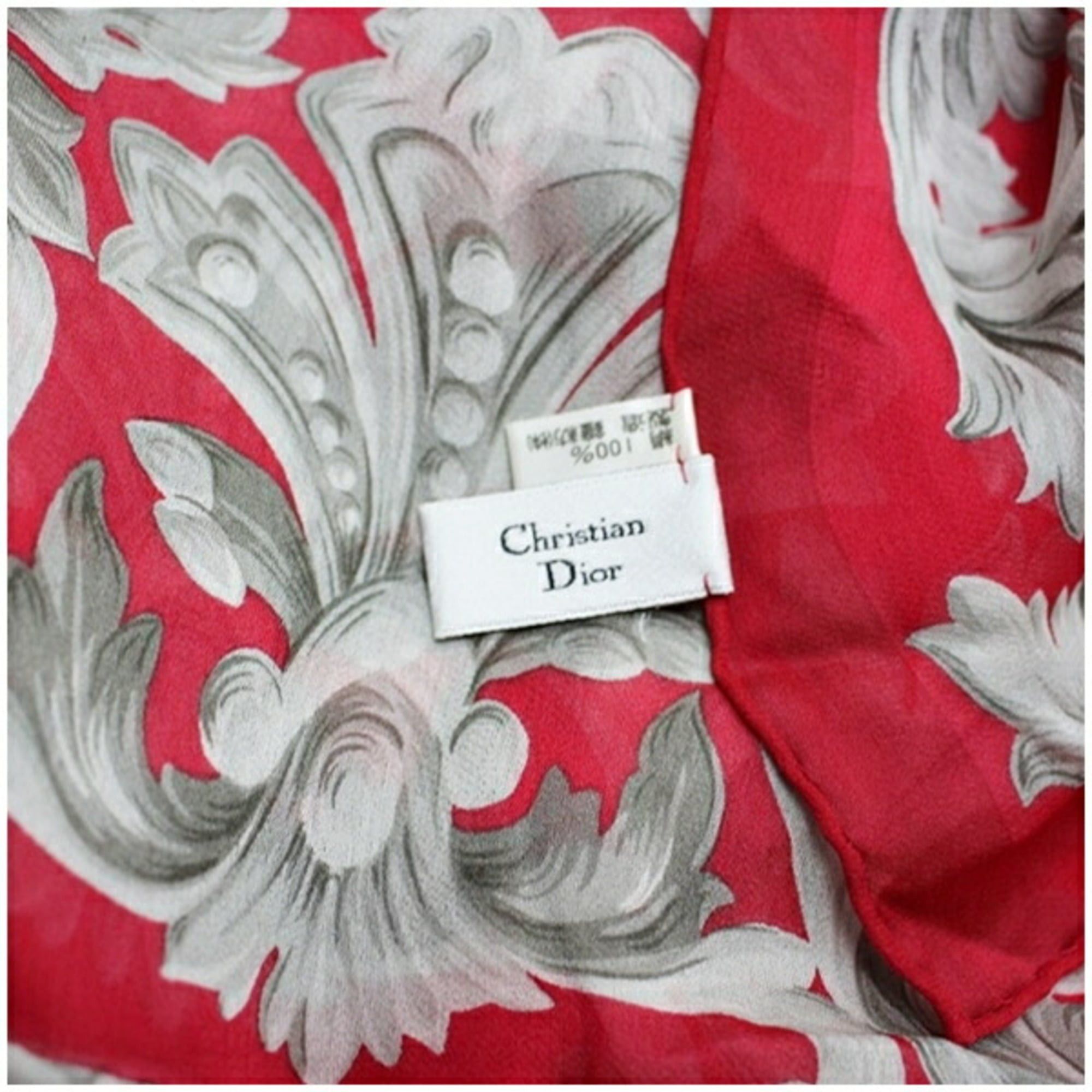 Dior Christian Dior Silk Rectangular Stole in Red and White Stripes for Women Size ONE SIZE - 4 Thumbnail