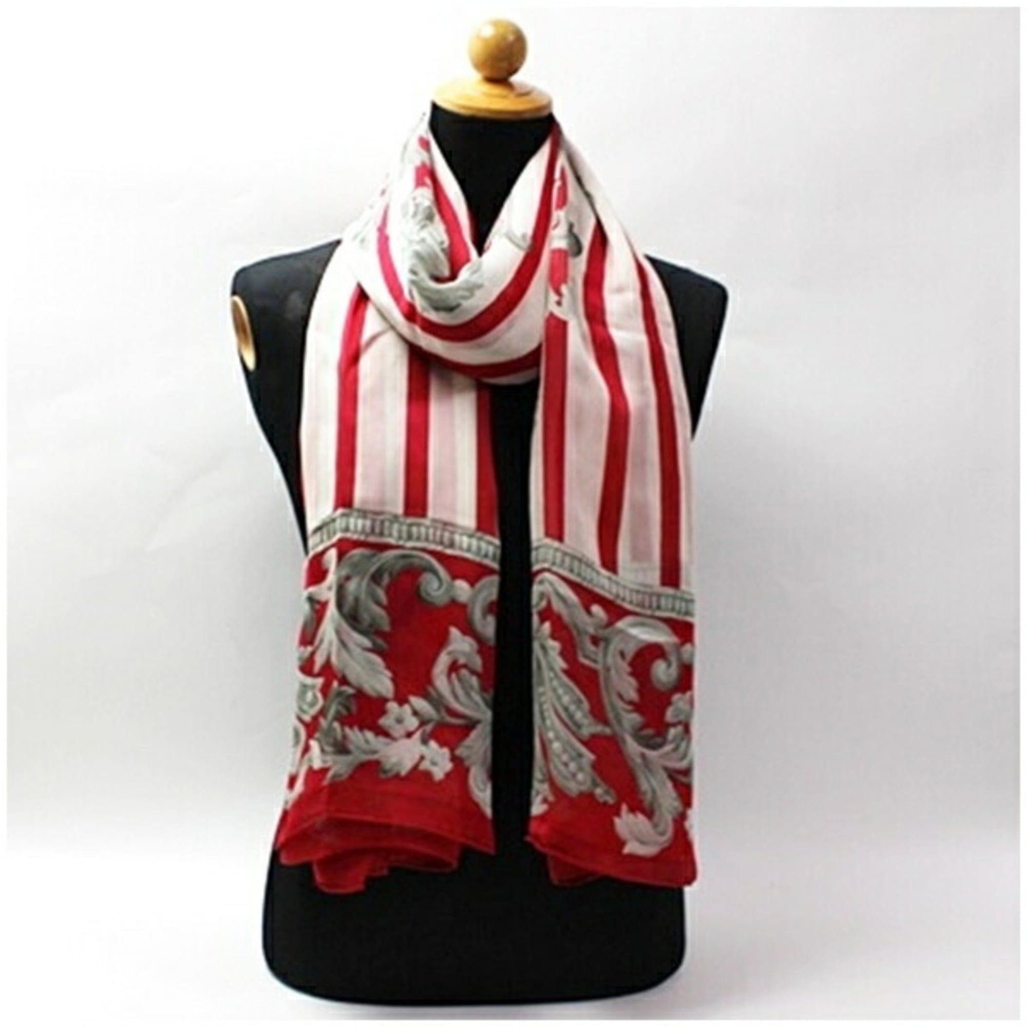 Dior Christian Dior Silk Rectangular Stole in Red and White Stripes for Women Size ONE SIZE - 2 Thumbnail