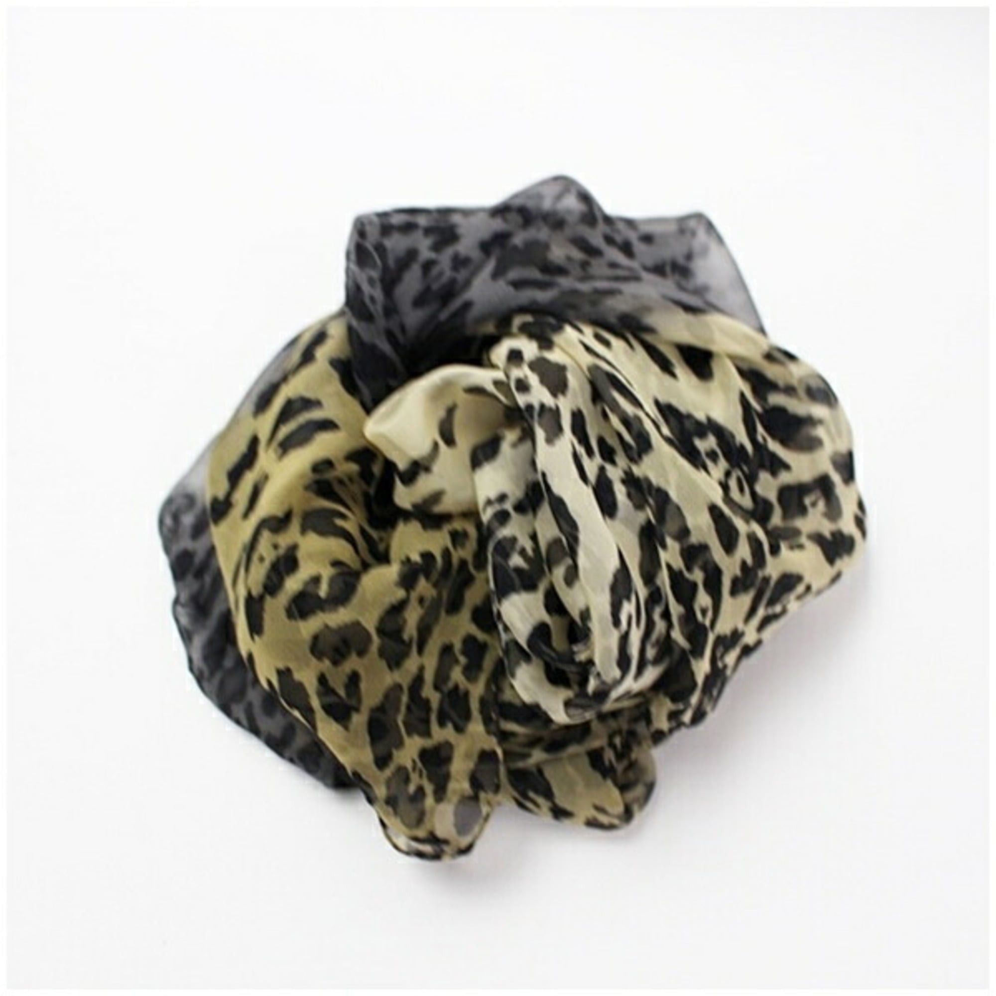 Salvatore Ferragamo Salvatore Ferragamo Women's Silk Rectangular Scarf in Black, Gray, and Beige with Leopard Print Size ONE SIZE - 6 Thumbnail