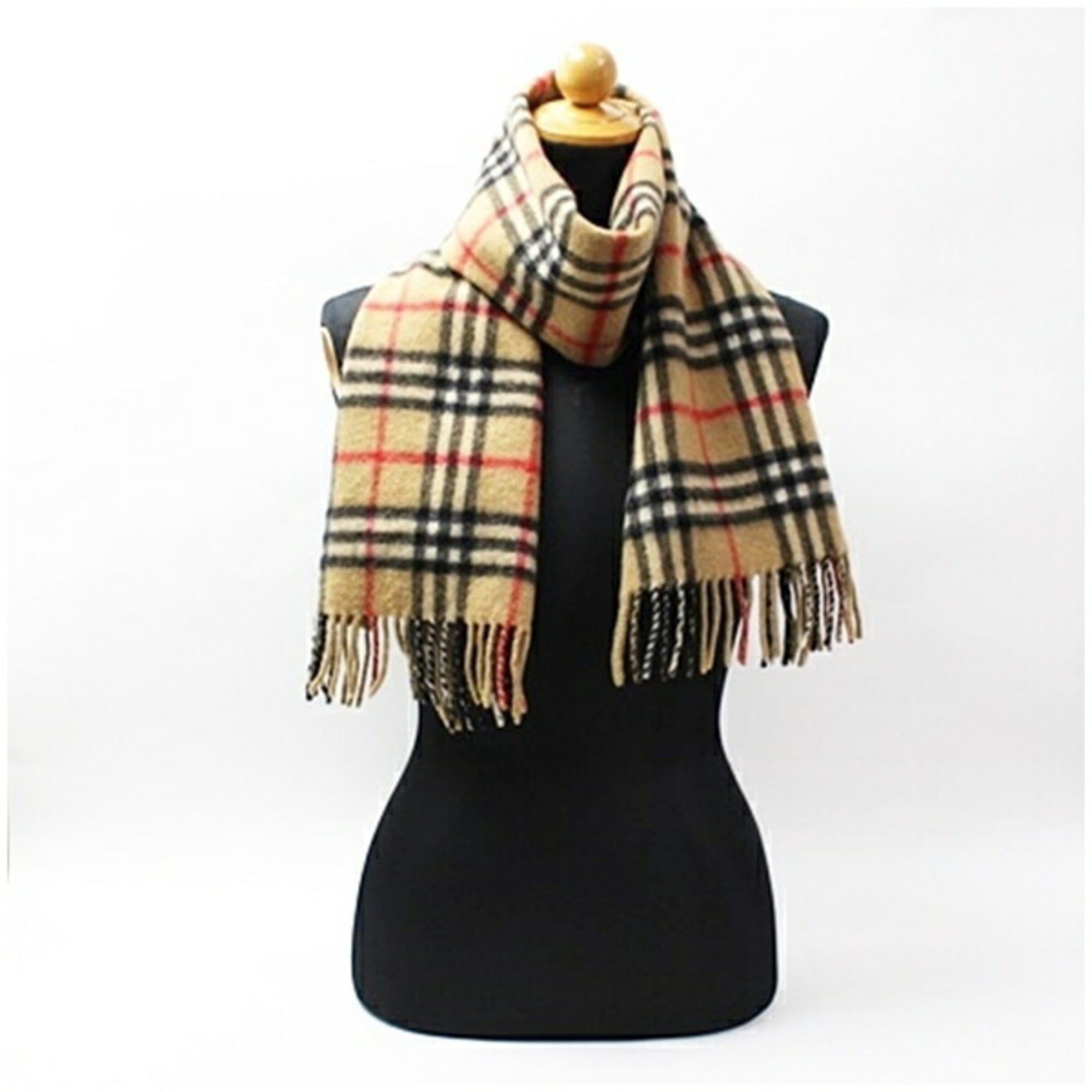 Burberry Burberry Cashmere Scarf, Camel x Check, 142 31 cm, Men's and Women's Size ONE SIZE - 2 Thumbnail
