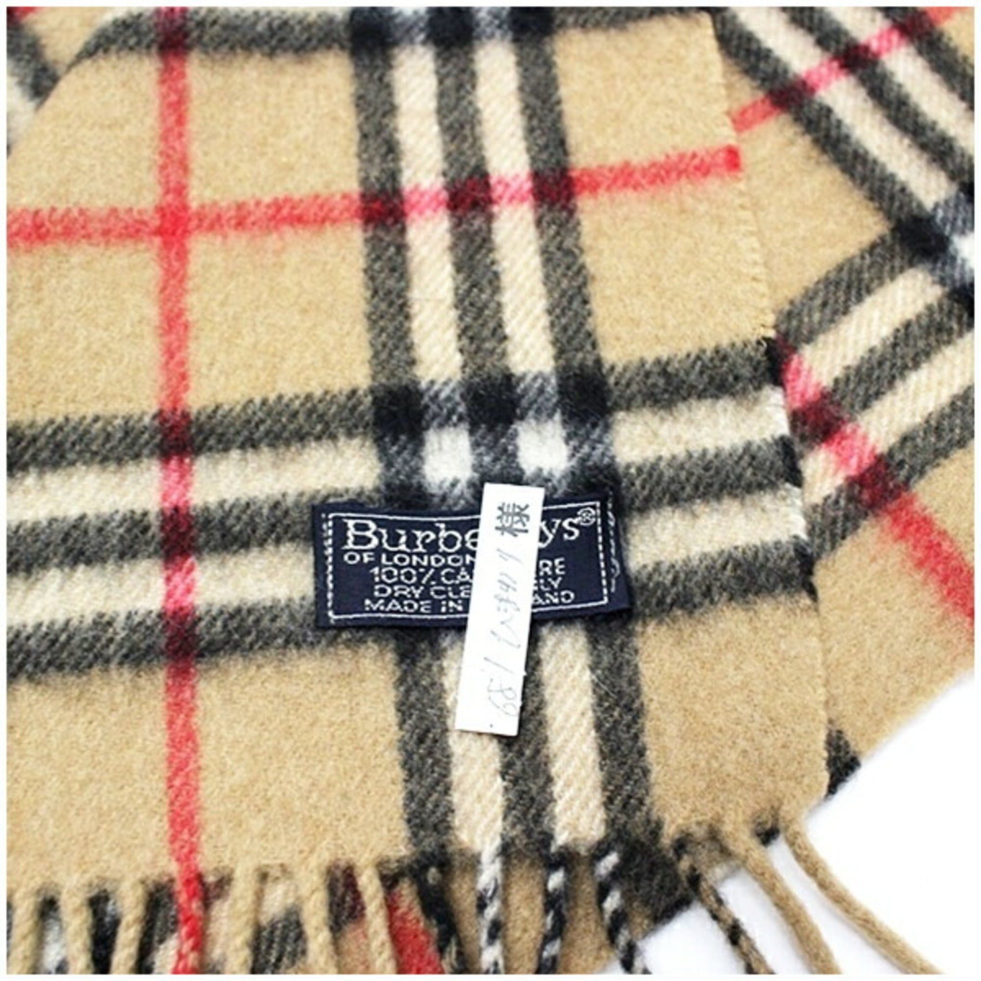 Burberry Burberry Cashmere Scarf, Camel x Check, 142 31 cm, Men's and Women's Size ONE SIZE - 4 Thumbnail