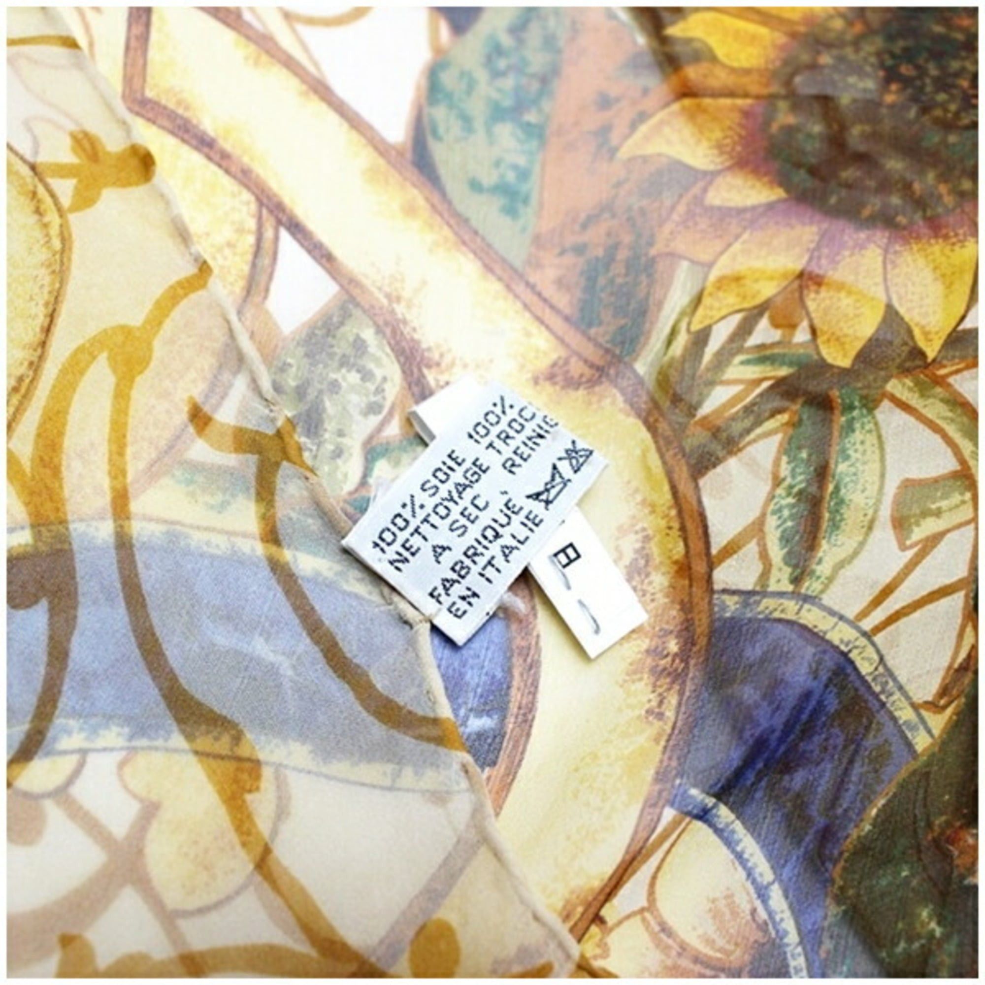 Chanel Chanel silk scarf/muffler in beige and yellow. CHANEL women's chiffon. Size ONE SIZE - 5 Thumbnail