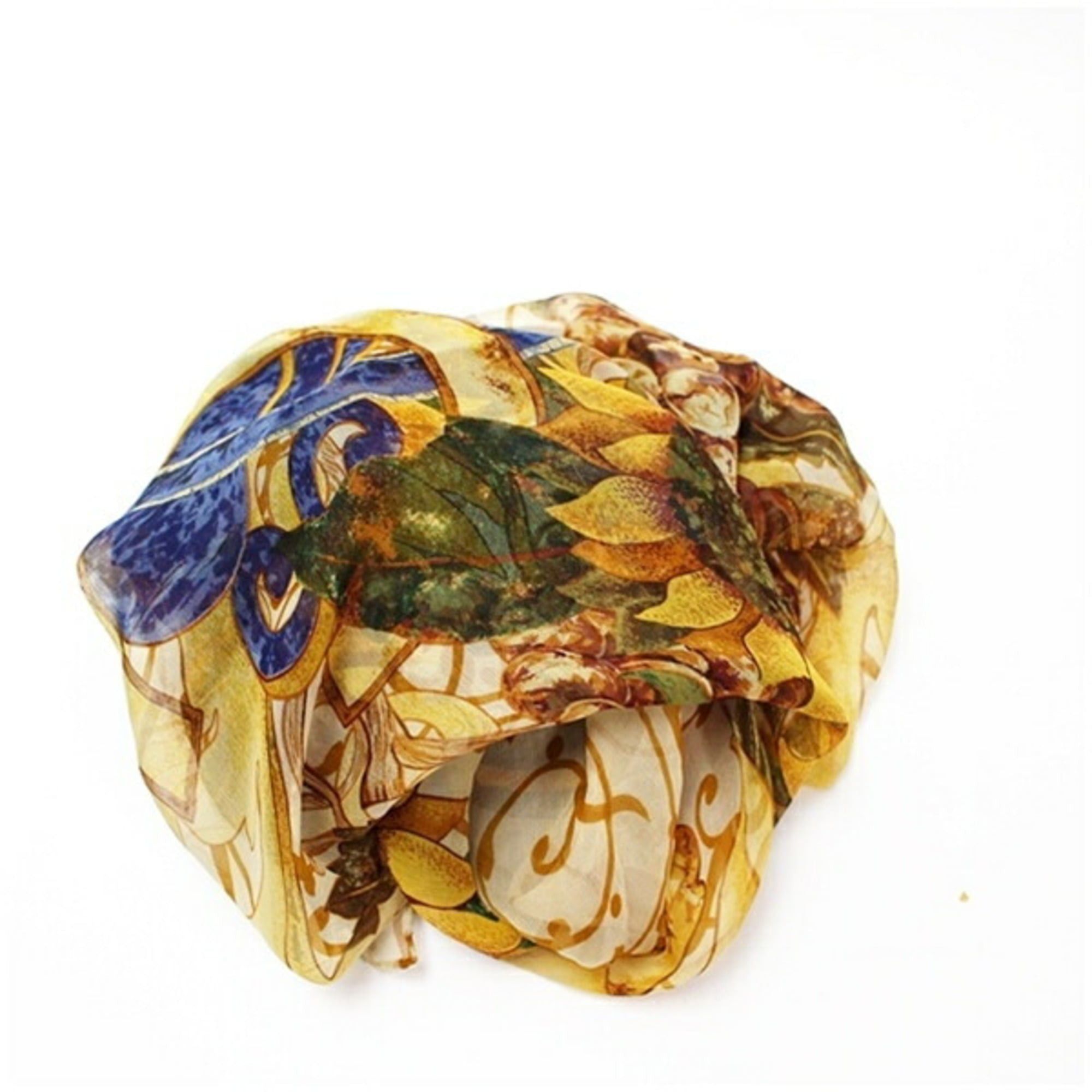 Chanel Chanel silk scarf/muffler in beige and yellow. CHANEL women's chiffon. Size ONE SIZE - 7 Thumbnail