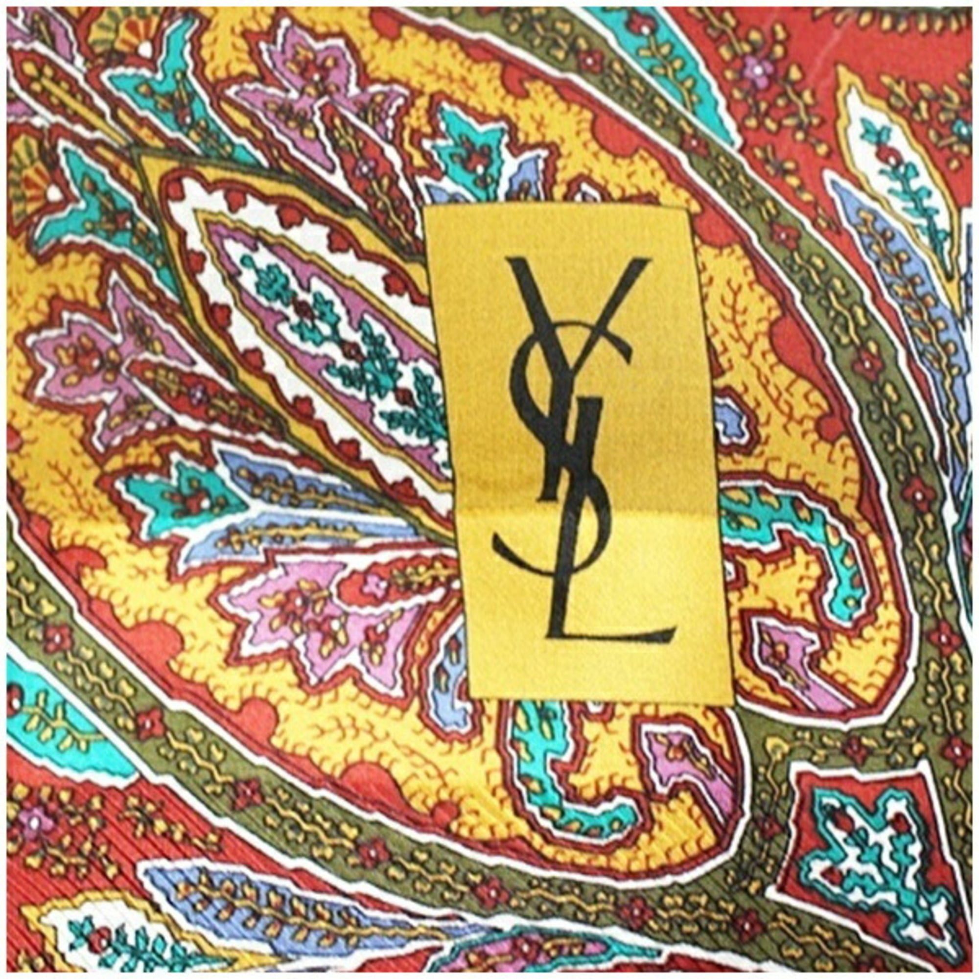 Yves Saint Laurent Yves Saint Laurent Large Scarf Khaki x Burgundy YVES SAINT LAURENT Women's Size ONE SIZE - 5 Thumbnail