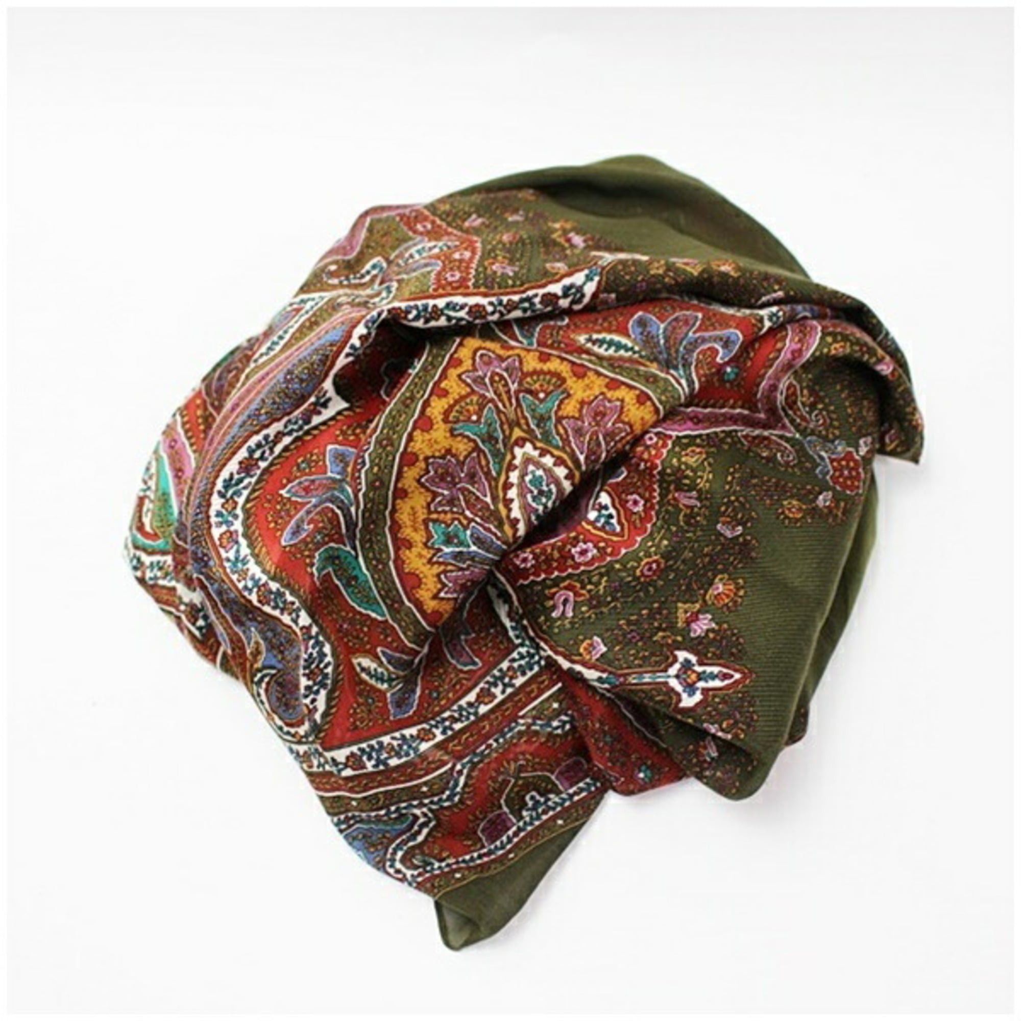 Yves Saint Laurent Yves Saint Laurent Large Scarf Khaki x Burgundy YVES SAINT LAURENT Women's Size ONE SIZE - 6 Thumbnail