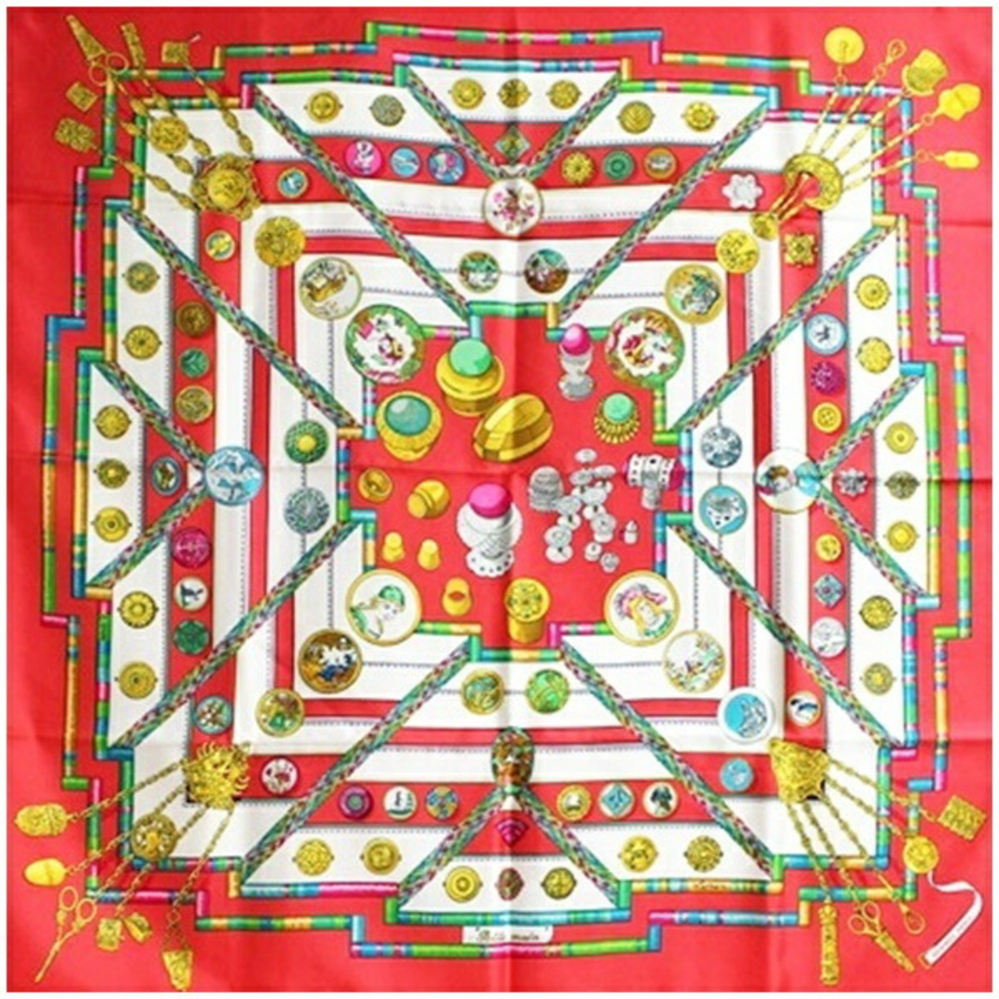 Hermes Hermes Silk Scarf/Muffler Carré 90 Pelile Main Seamstress HERMES Women's Size ONE SIZE - 2 Thumbnail
