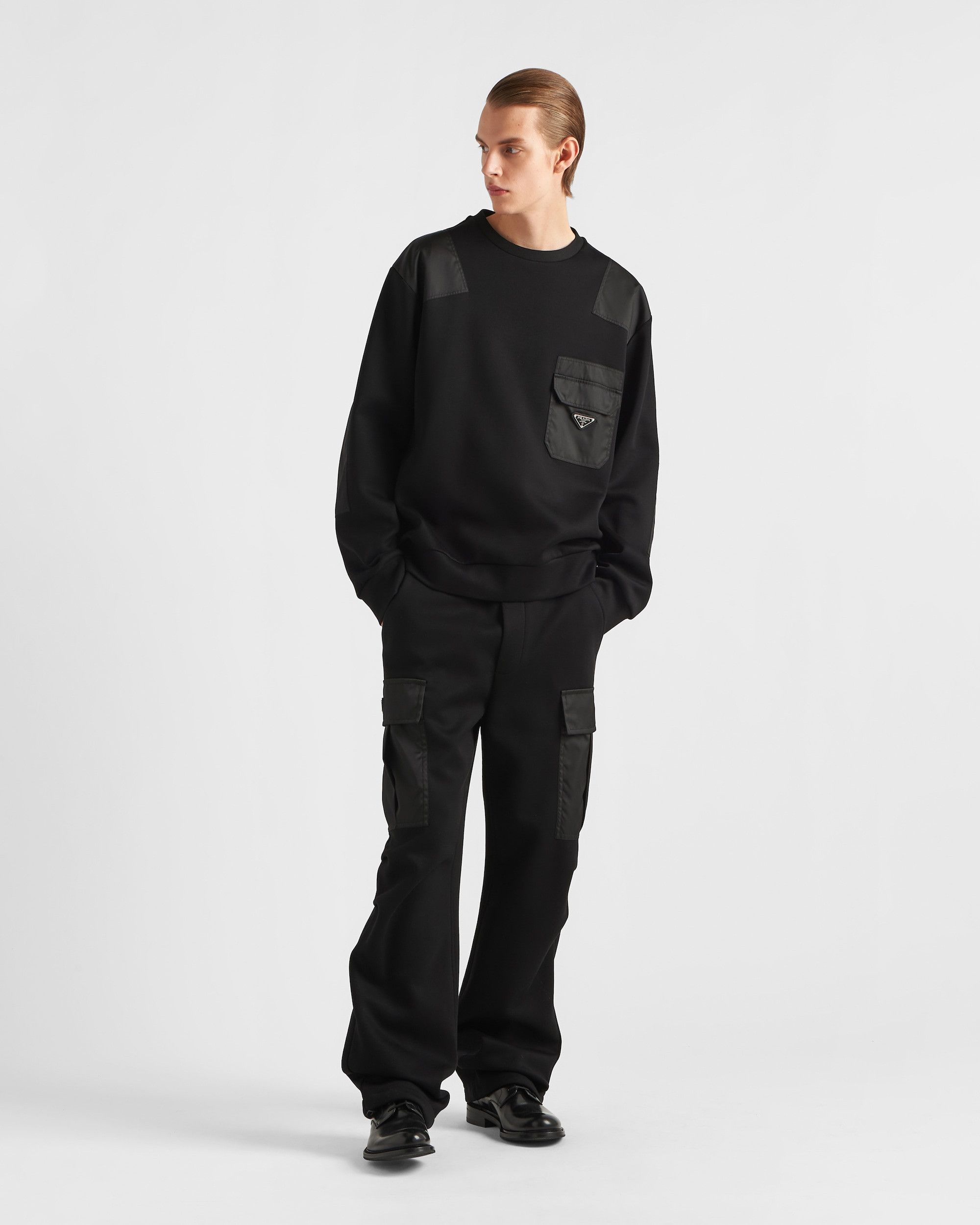 Prada $3.3K VALUE Cotton fleece pants with Re-Nylon details Size US 34 / EU 50 - 4 Thumbnail