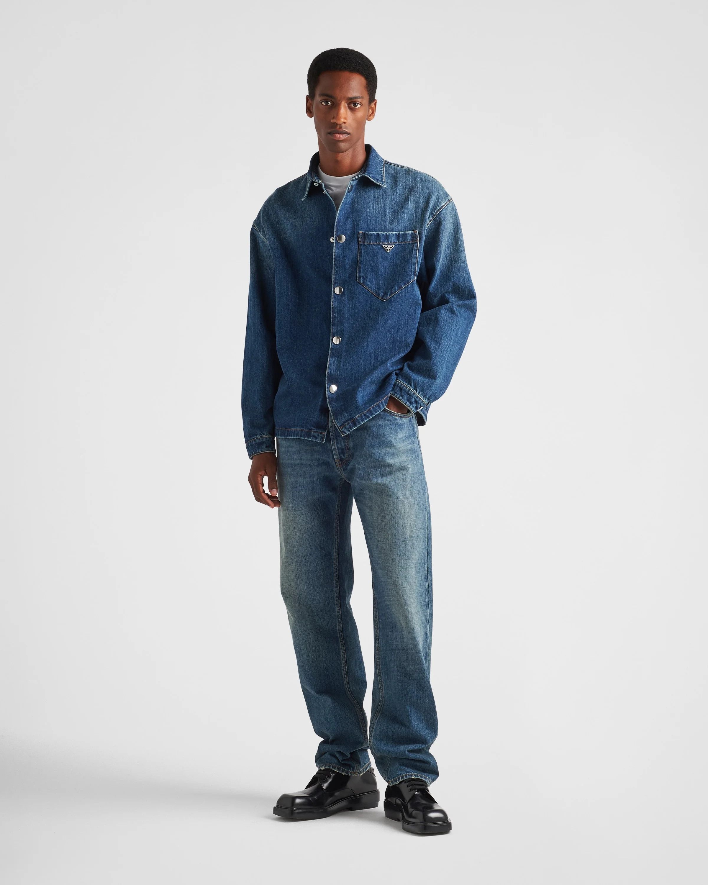 Prada Logo Denim shirt jacket longsleeve Size US S / EU 44-46 / 1 - 2 Thumbnail
